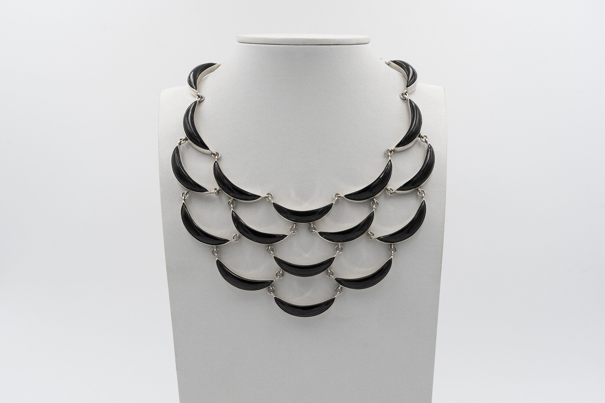 Antonio Pineda Silver and Onyx Magnificent Necklace