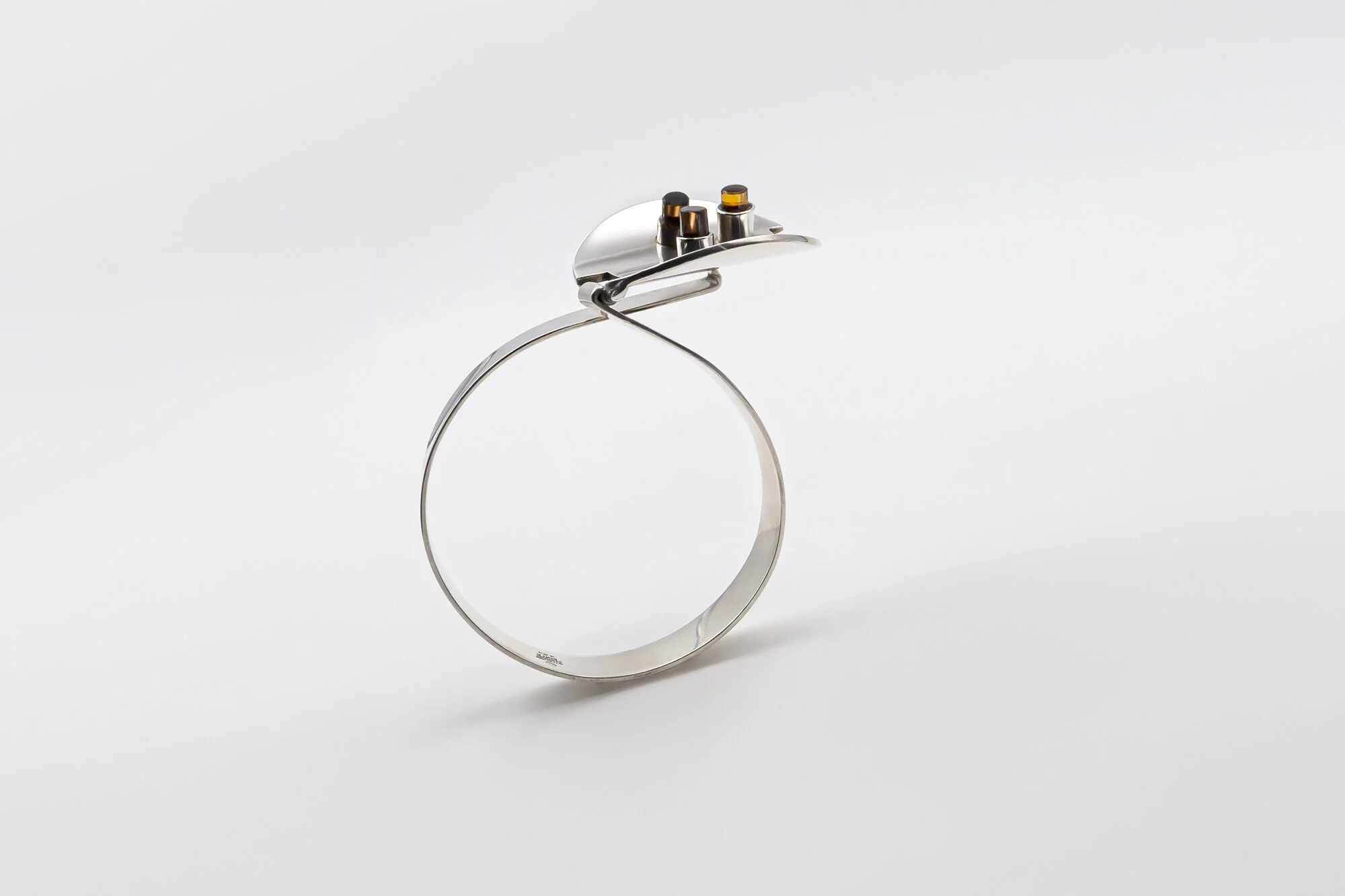 Bent Knudsen silver and smokey quartz bangle bracelet