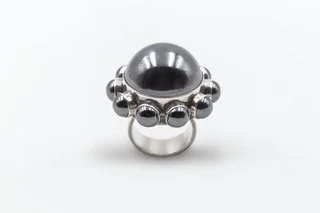 Astrid Fog for Georg Jensen silver hematite ring #166