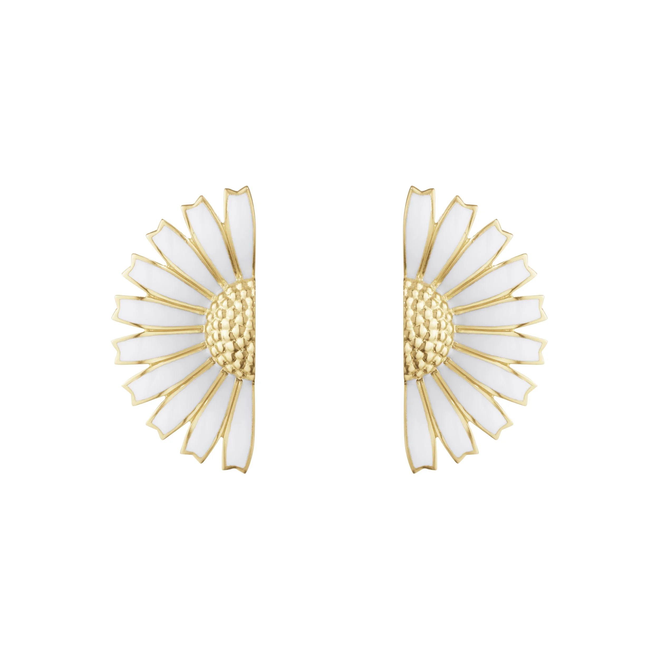 Georg Jensen DAISY half flower Earrings white enamel