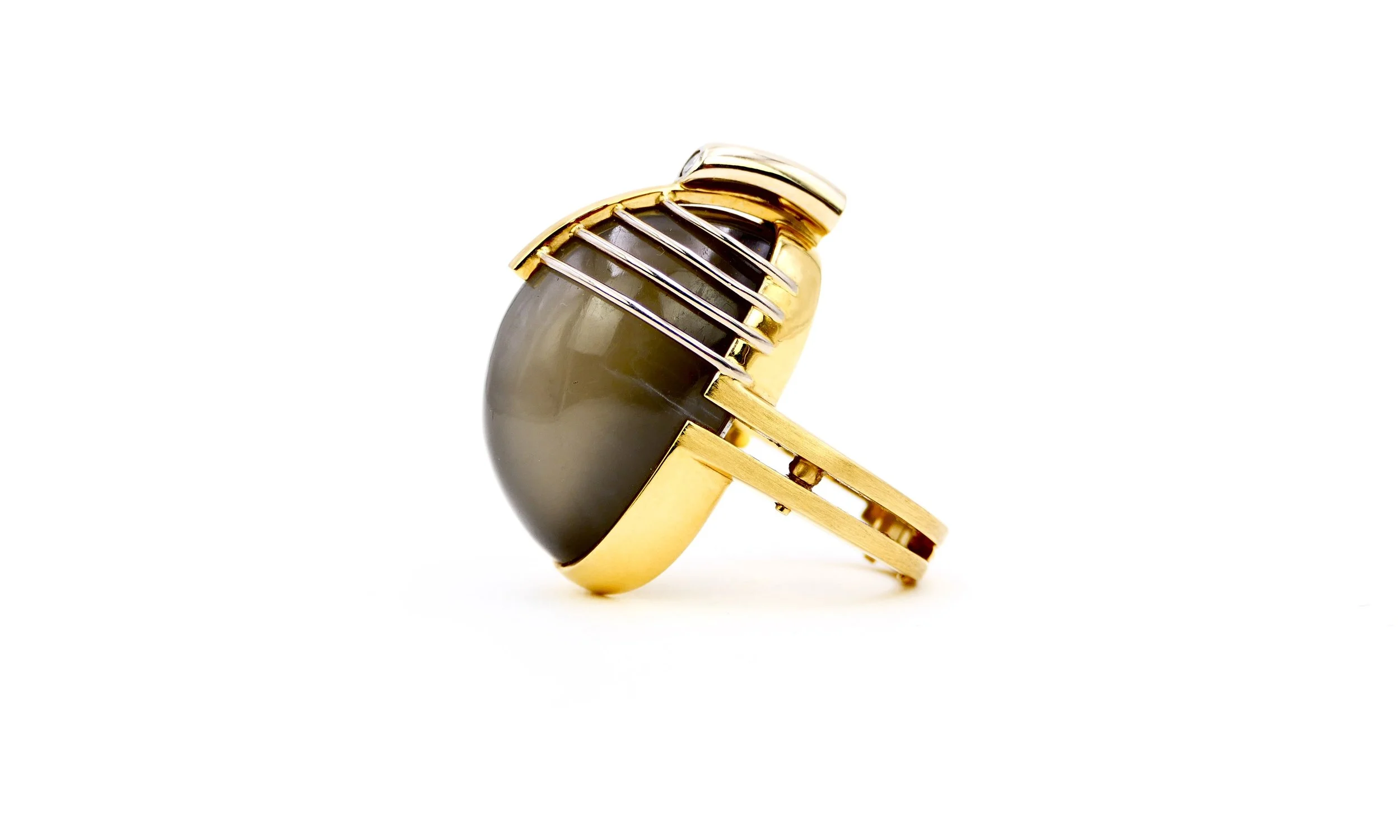 Janine Renard 18ct gold, moonstone and diamond ring