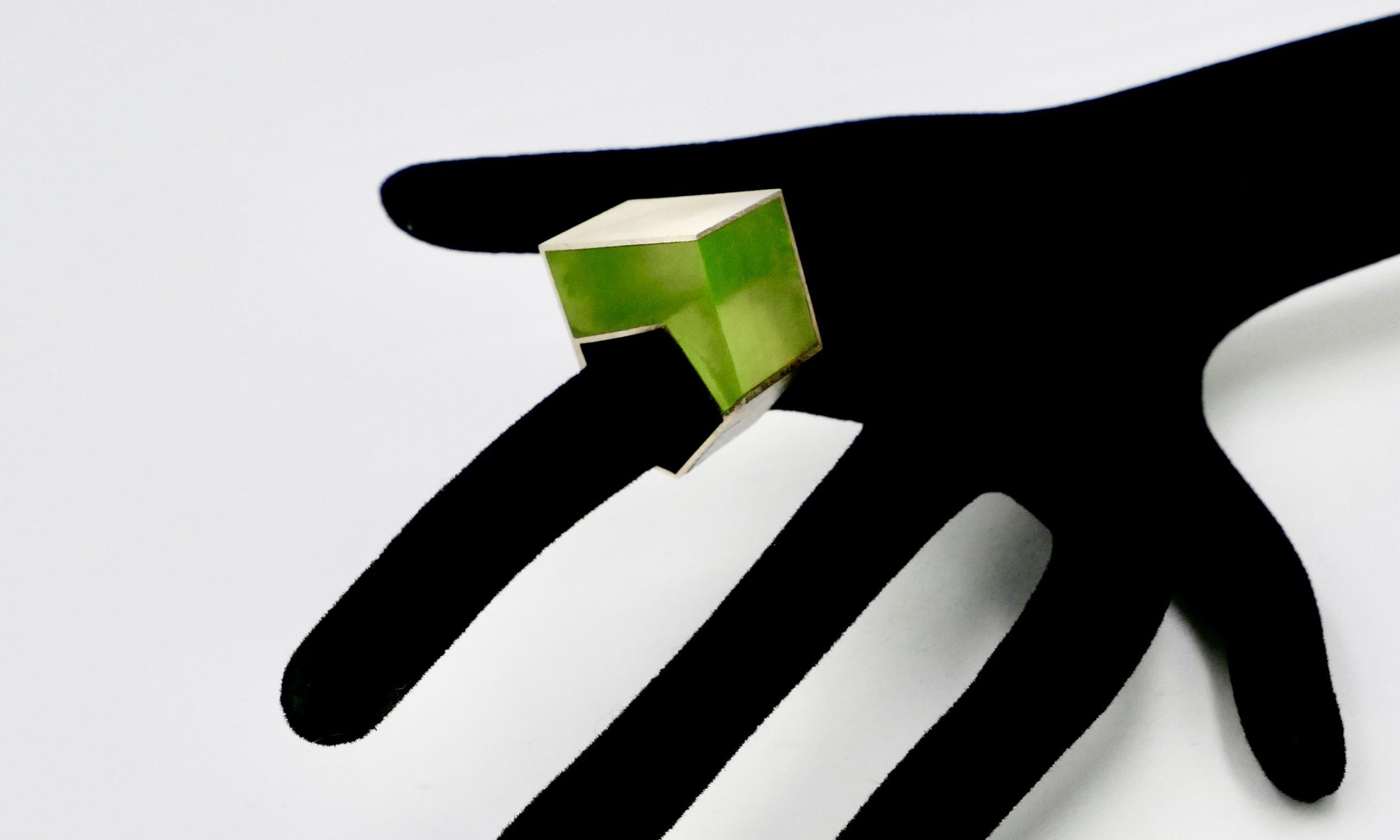 Giampaolo Babetto white gold and light green plexi glass ring 2.JPG