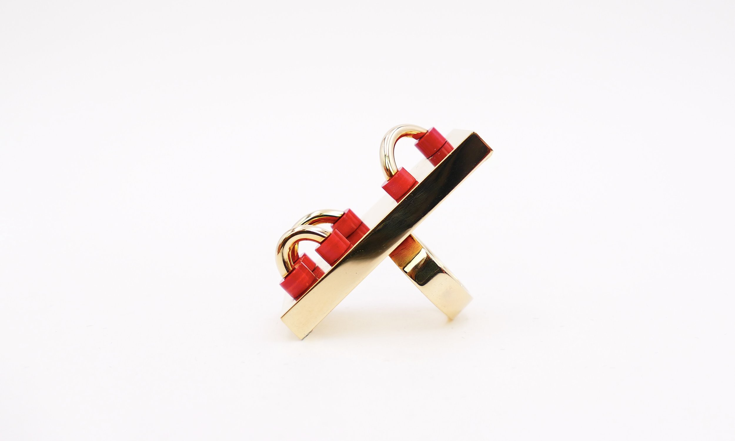 Cleto Munari Parco Giochi TRE gilded silver and coral ring 2.jpeg