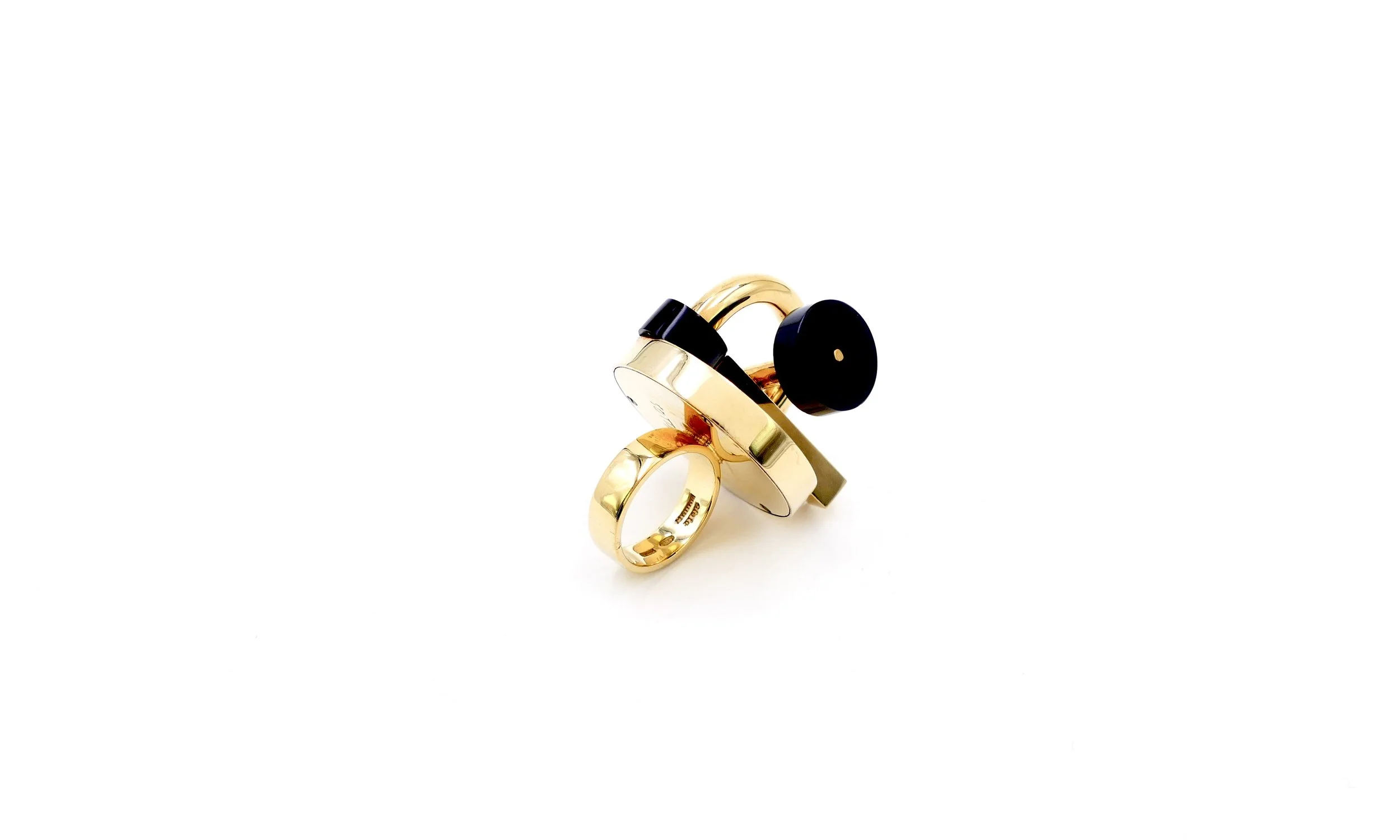 Ettore Sottsass for Cleto Munari deco gilded silver onyx  ring 7.JPG