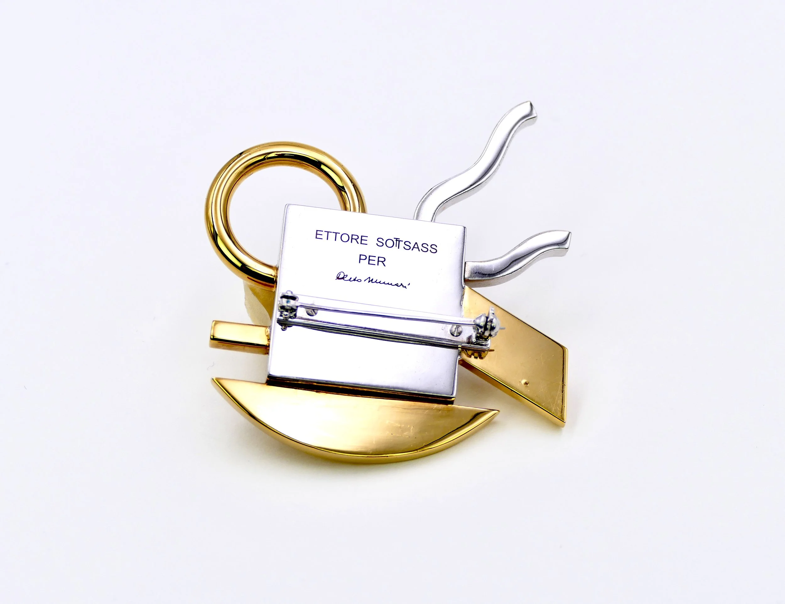 Ettore SOTTSASS CLeto Munari brooch-pendant gold silver plated brass 7.JPG