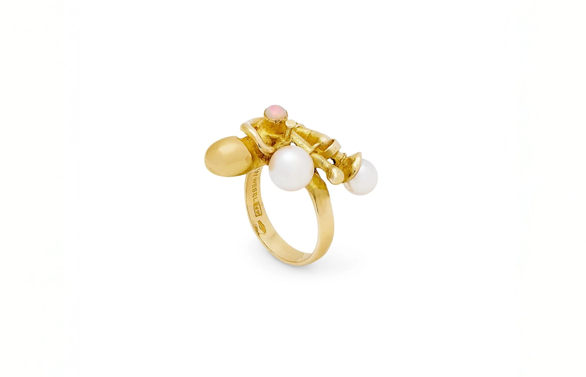 Claude Wesel gold, pearls & opal ring