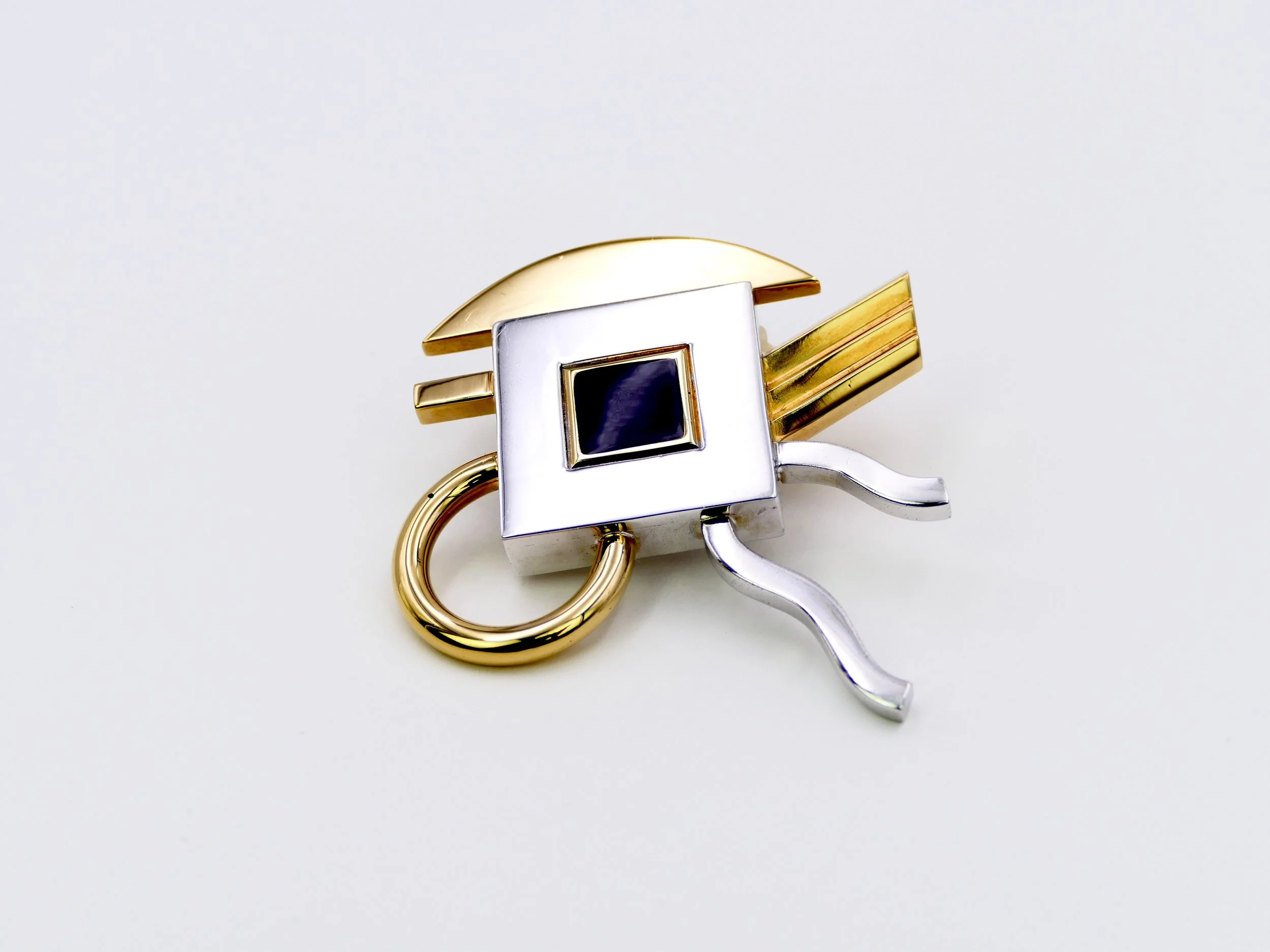 Ettore SOTTSASS CLeto Munari brooch-pendant gold silver plated brass 4.JPG