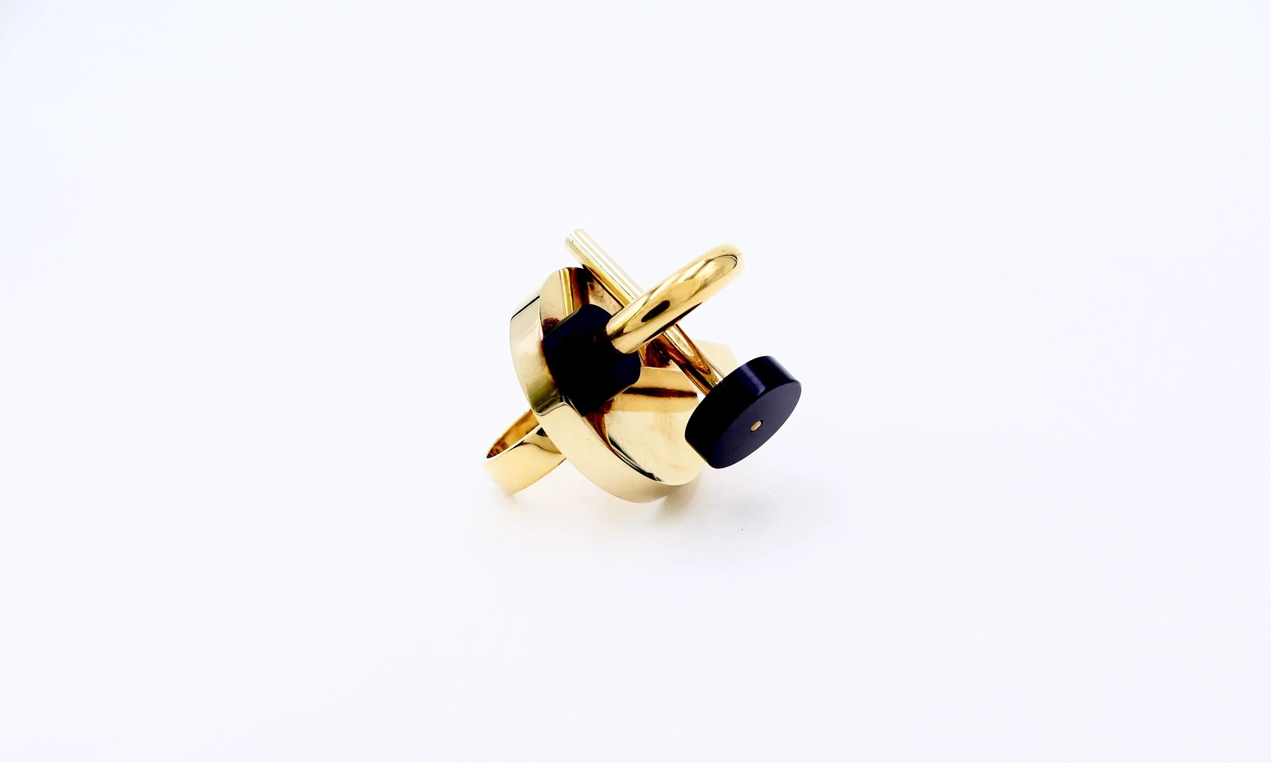 Ettore Sottsass for Cleto Munari deco gilded silver onyx  ring 4.JPG
