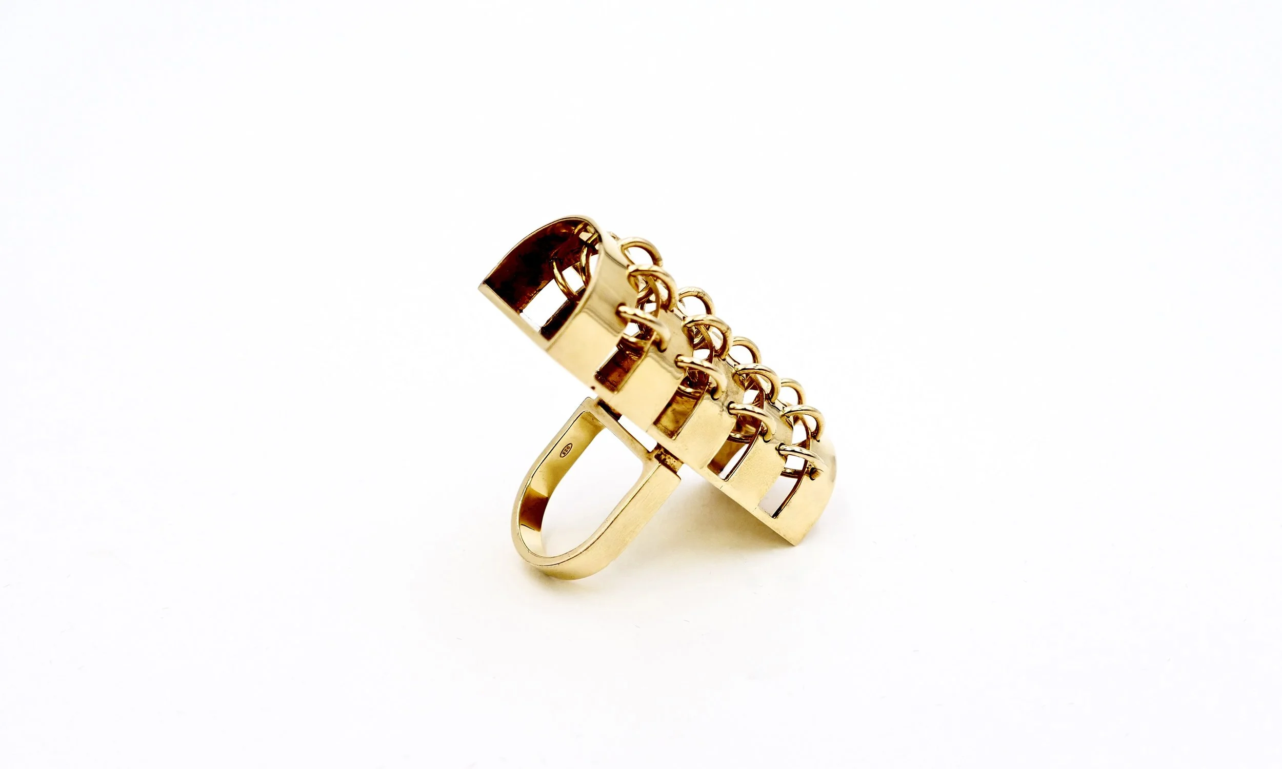 Cleto Munari "Sonagli" cylindrical gilded silver ring