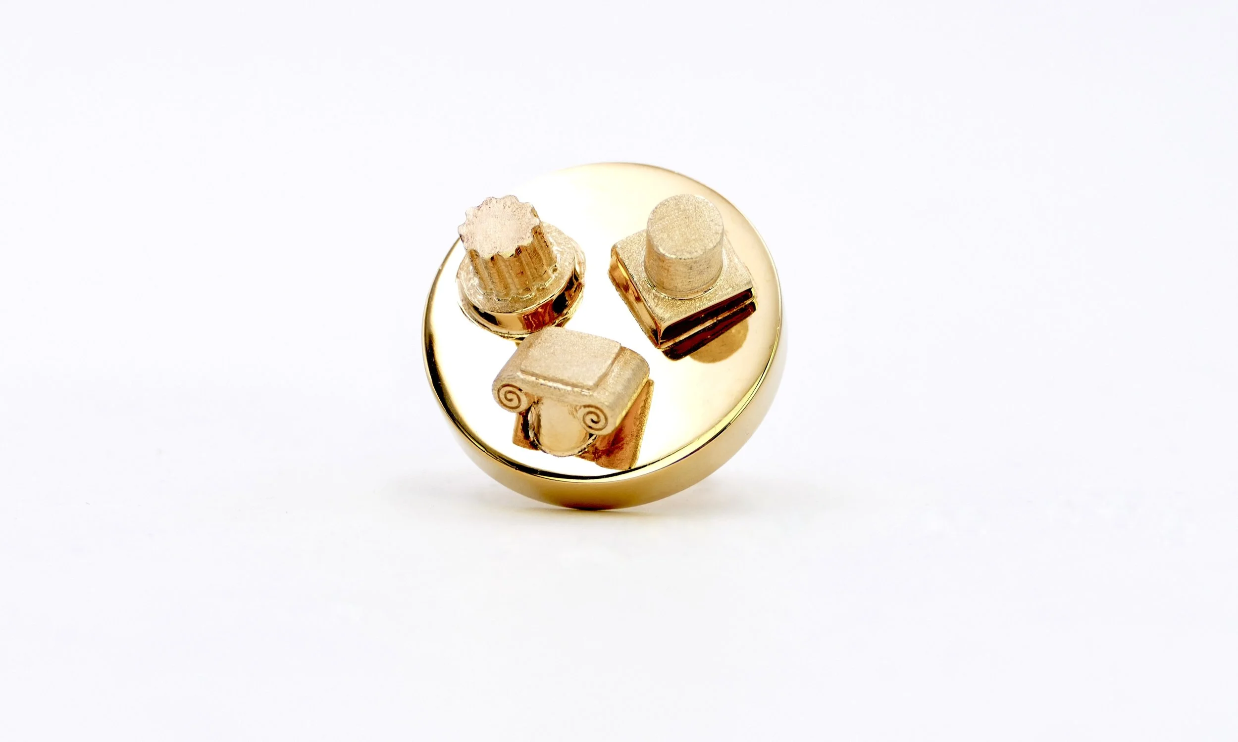 Ettore Sottsass for Cleto Munari "Rome & you" gilded silver prototype ring