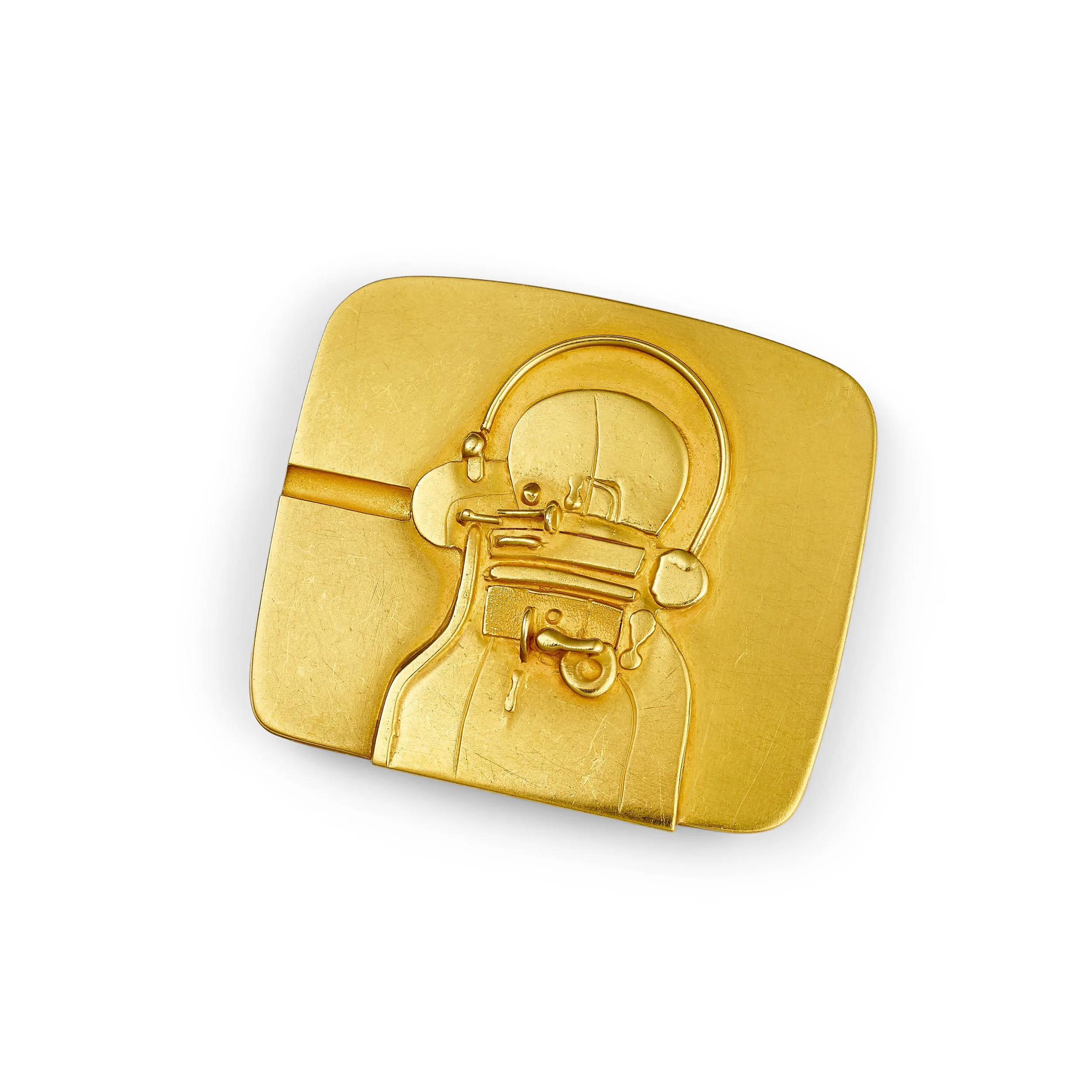 Claude Wesel for Fernand Demaret Studio gold brooch and pendant