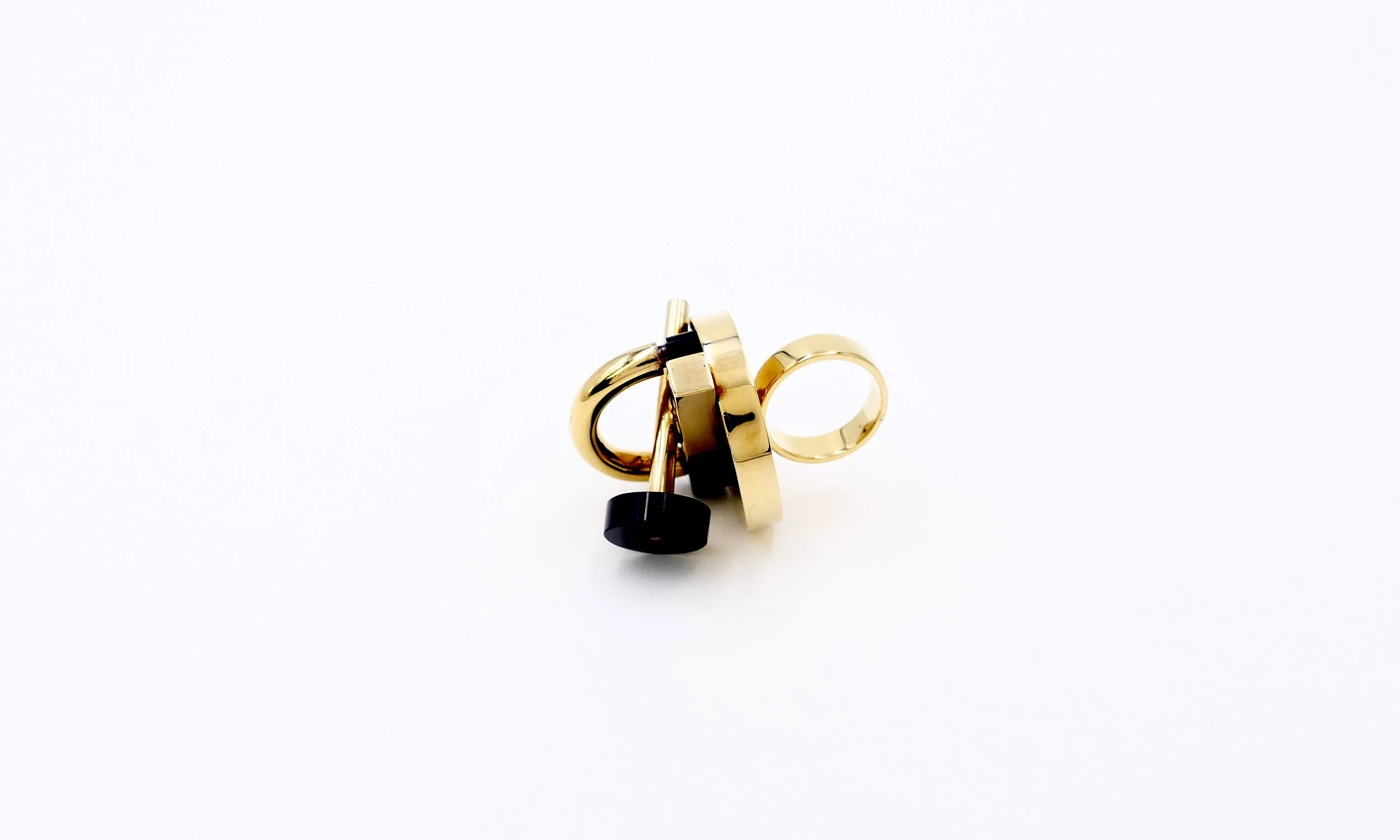 Ettore Sottsass for Cleto Munari deco gilded silver onyx  ring 6.JPG