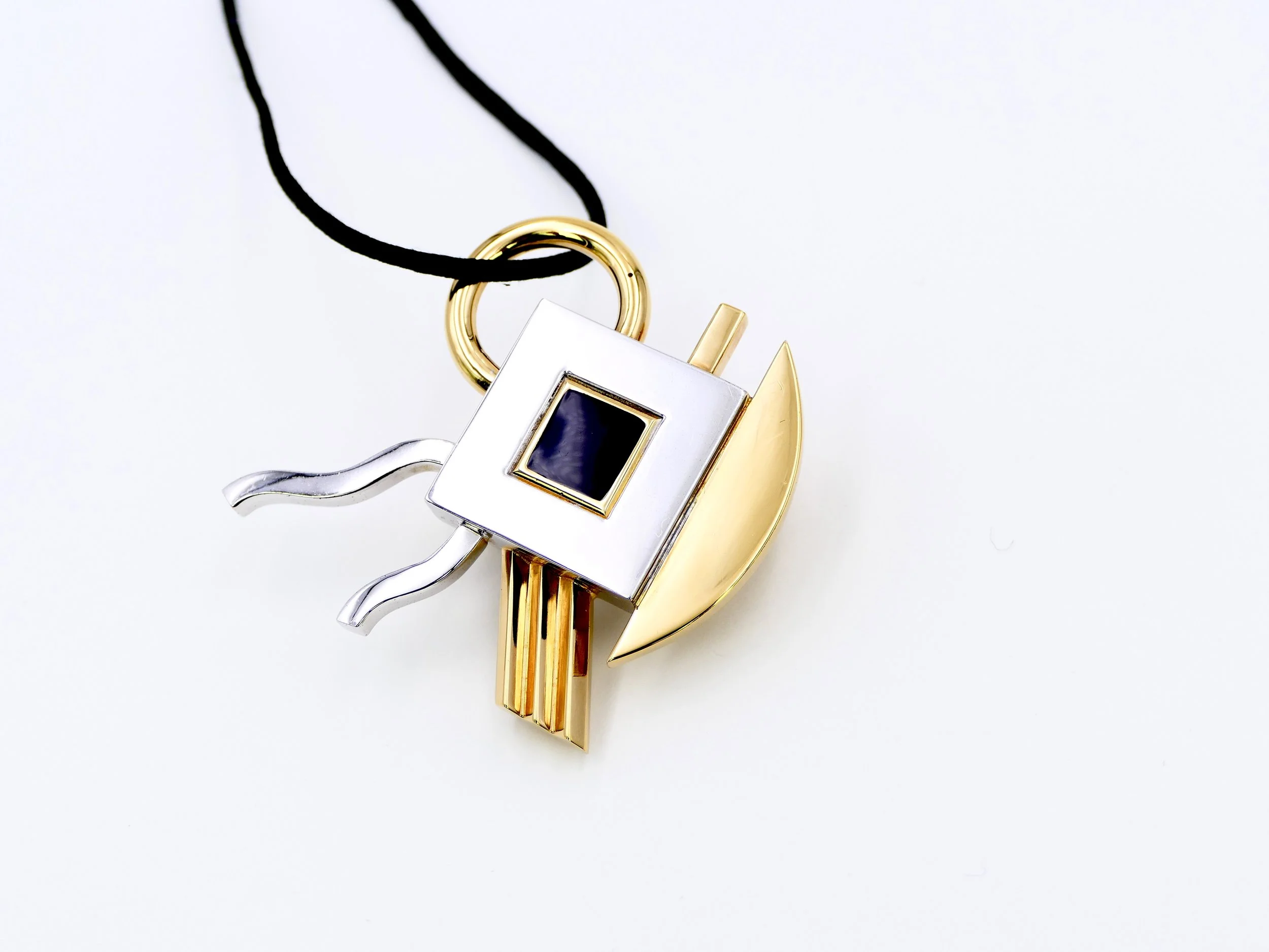 Ettore SOTTSASS CLeto Munari brooch-pendant gold silver plated brass 5.JPG
