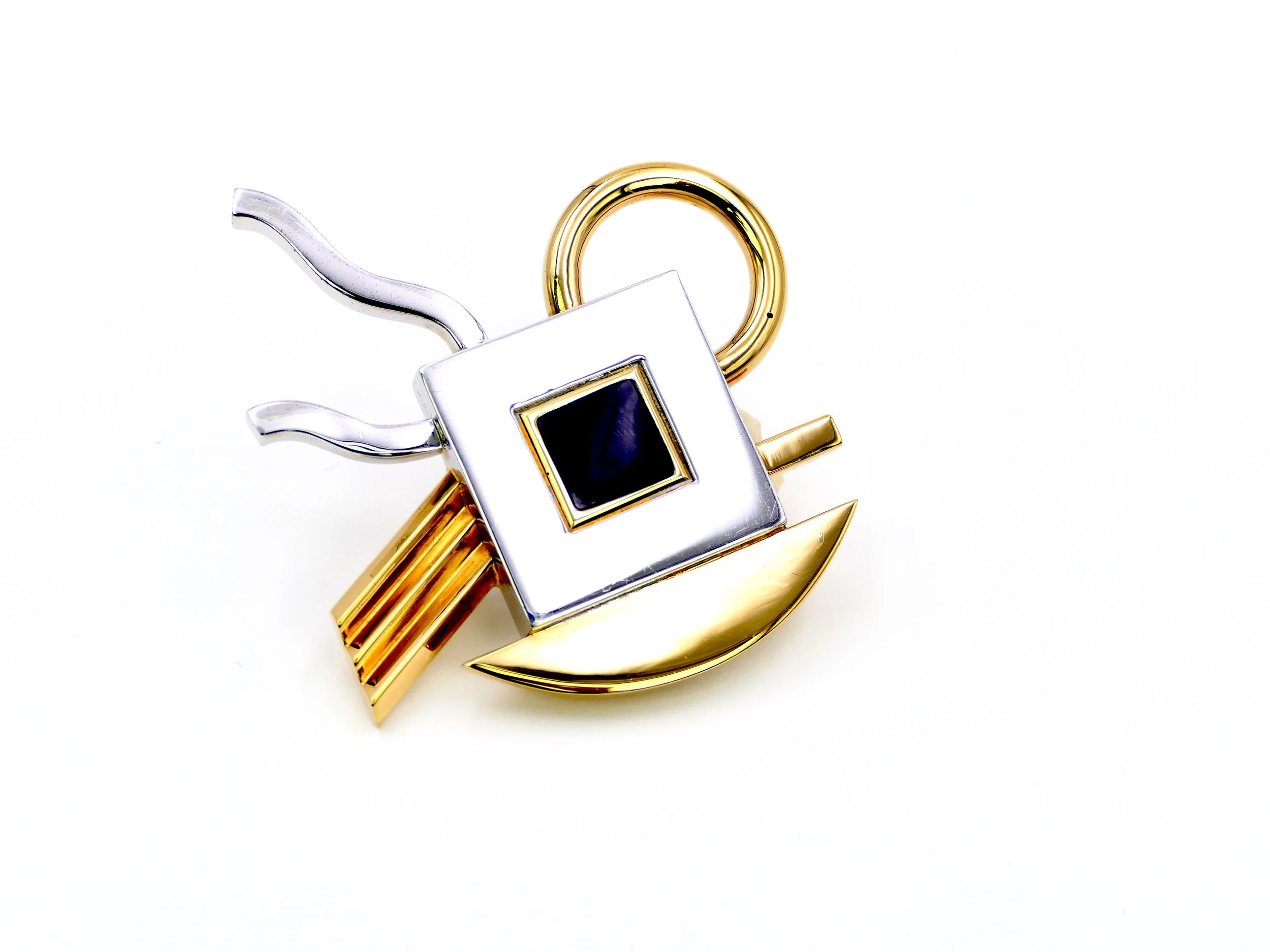 Ettore Sottsass for Cleto Munari prototype geometric brooch & pendant