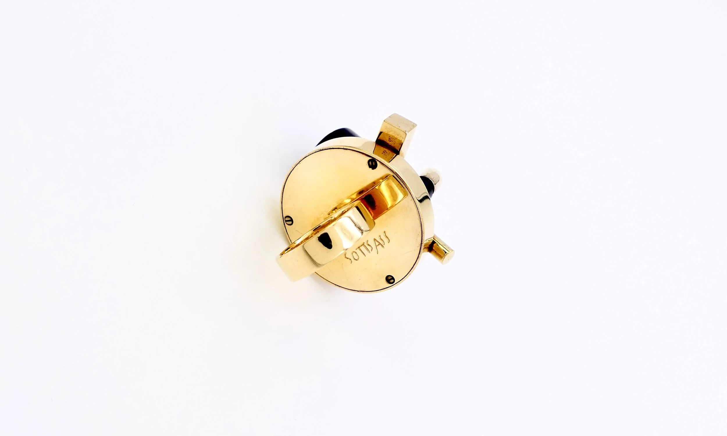 Ettore Sottsass for Cleto Munari deco gilded silver onyx  ring 5.JPG