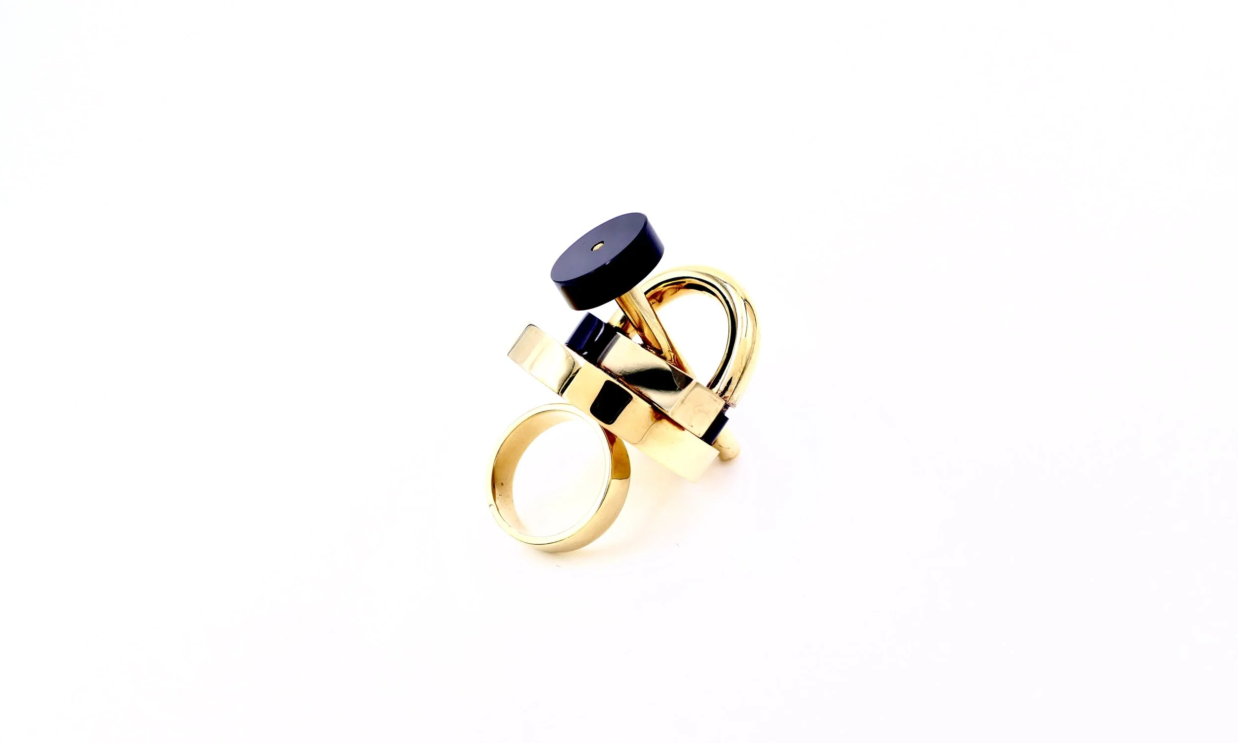 Ettore Sottsass for Cleto Munari deco gilded silver onyx  ring 3.JPG