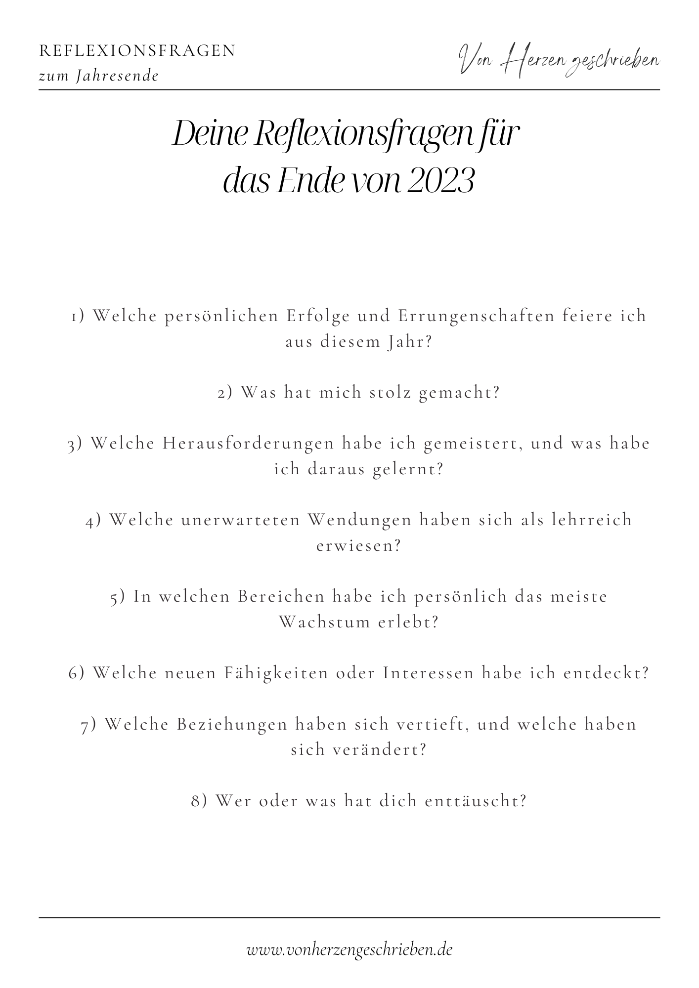 Reflexionsfragen für das Jahresende: Journaling für persönliches ...