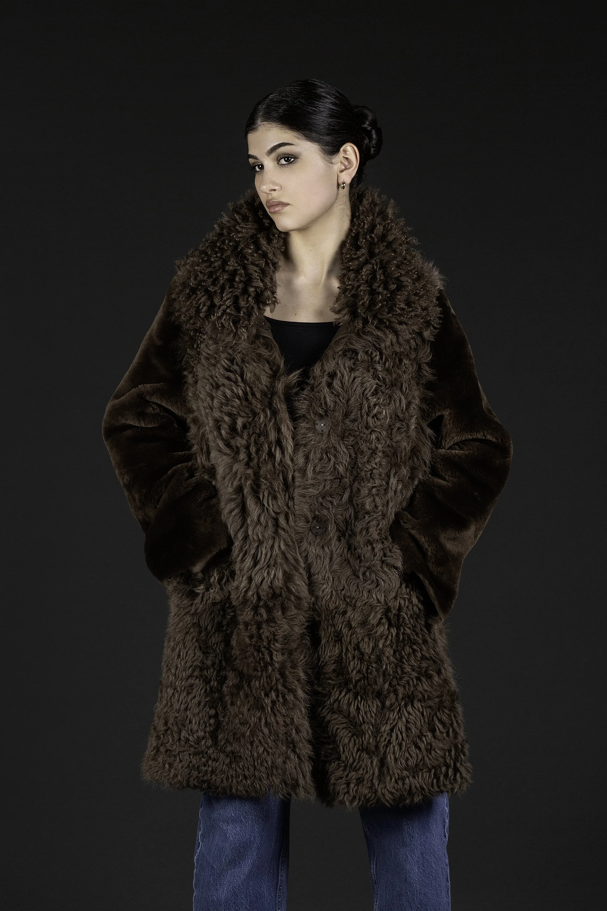 Mod Taran-90cm tigrado og shearling lam