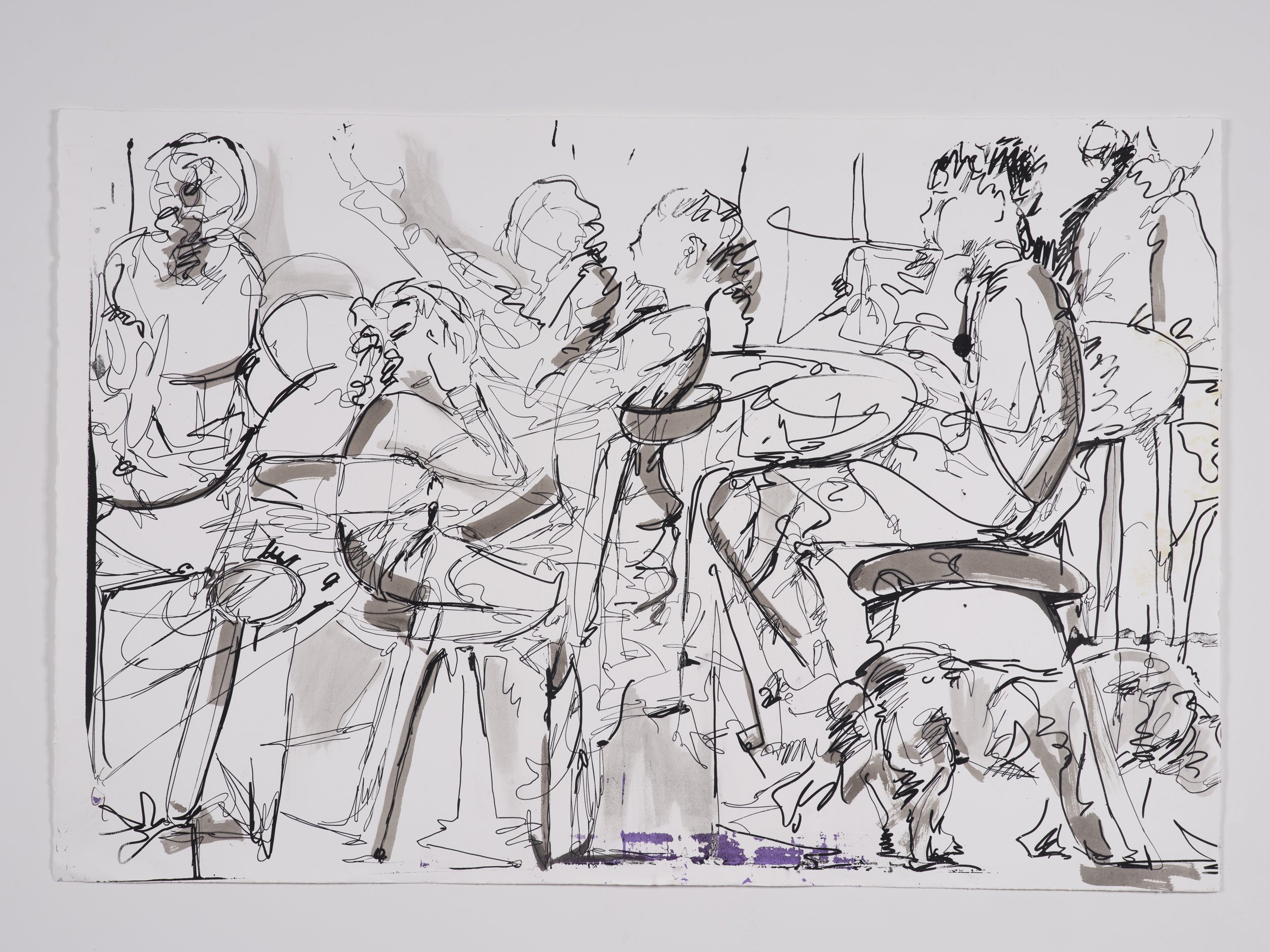 "Family Dinner, Repeat II", 40"X28", Monoprint, 2024