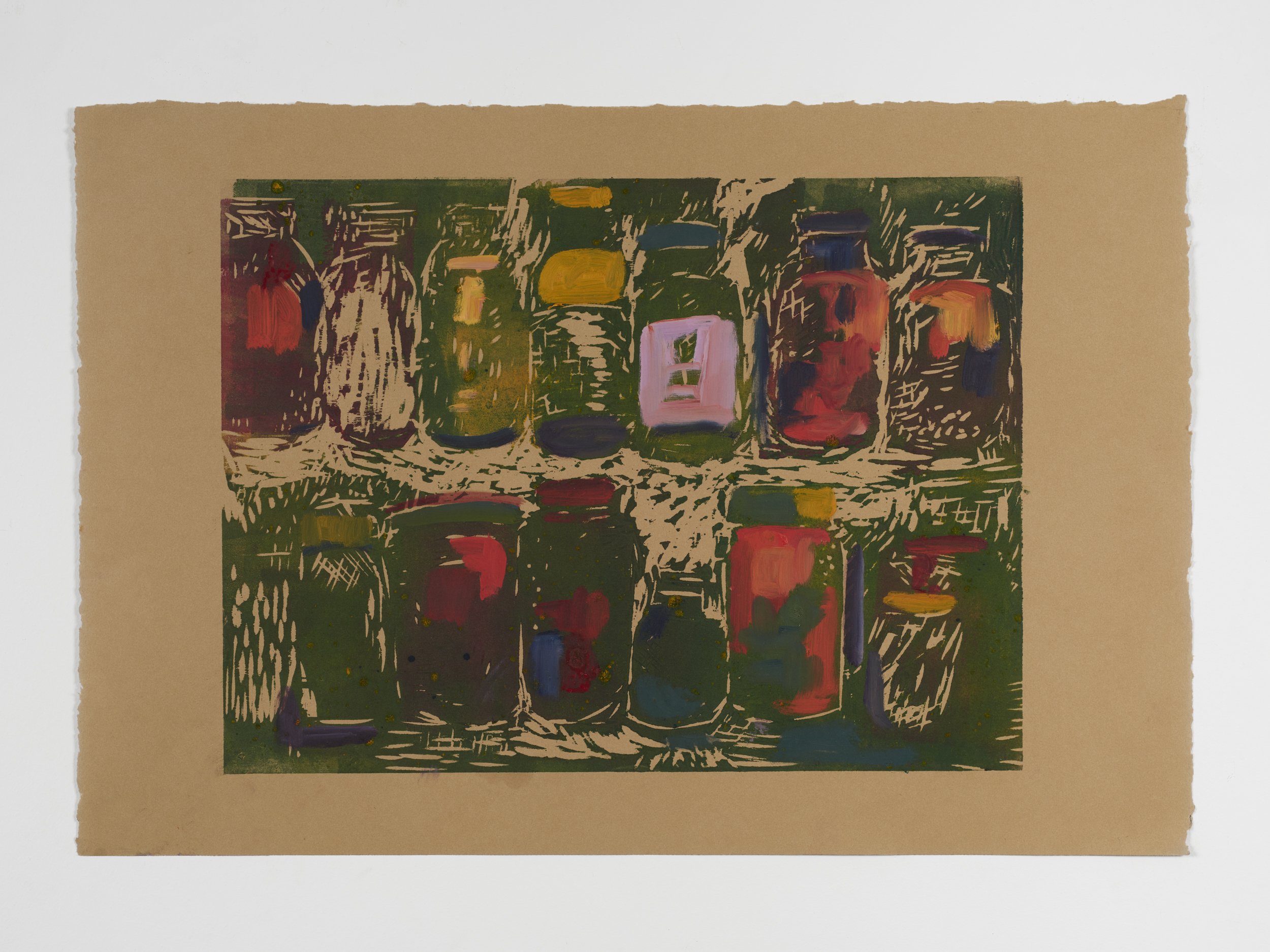 "Spice Drawer V", 15" X 17", Woodcut & Oil Paint, 2025