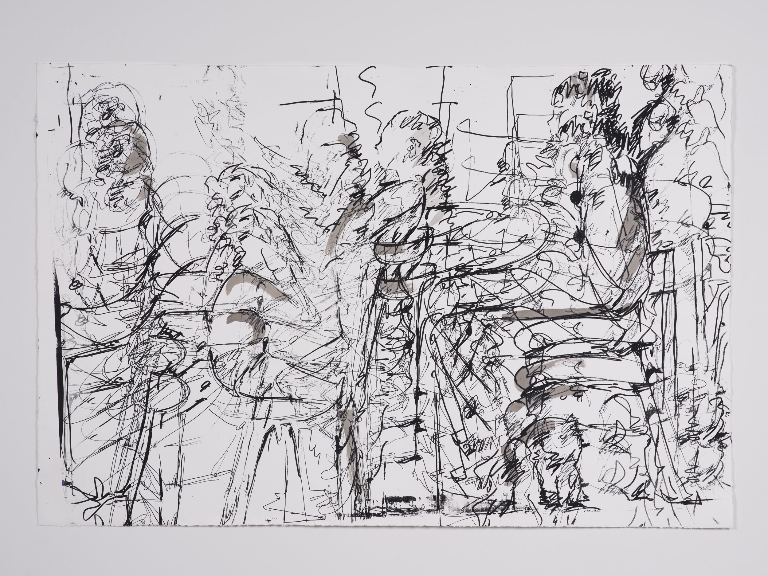 "Family Dinner, Repeat I", 40"X28", Monoprint, 2024