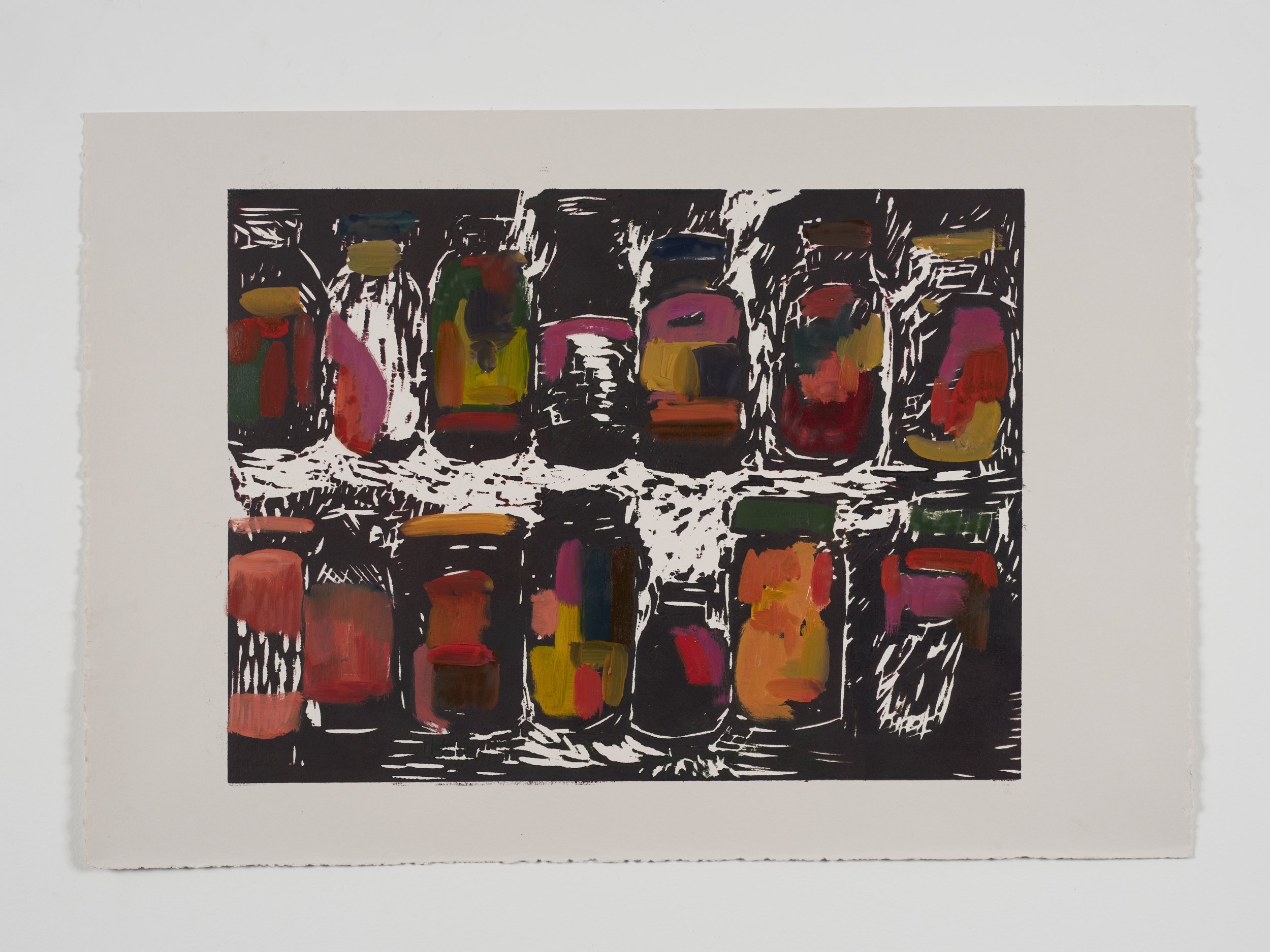 "Spice Drawer I", 14"X17", Woodcut Print & Oil Paint, 2025