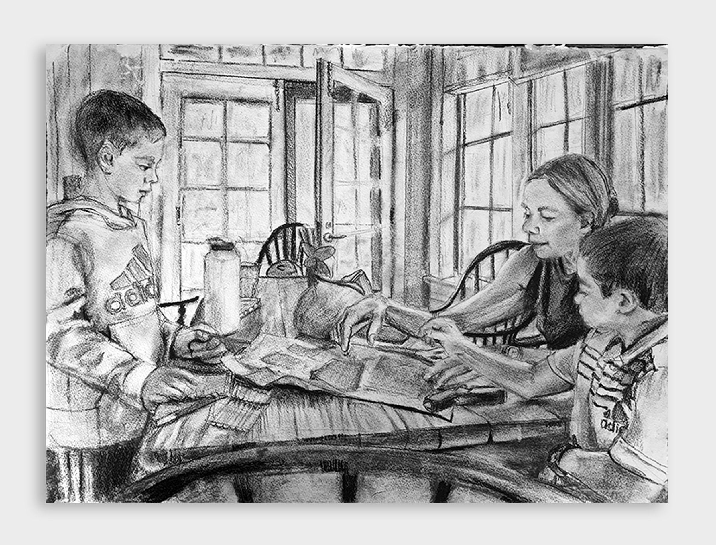 Crafting with Nanny, 22"x26", Charcoal, 7/20