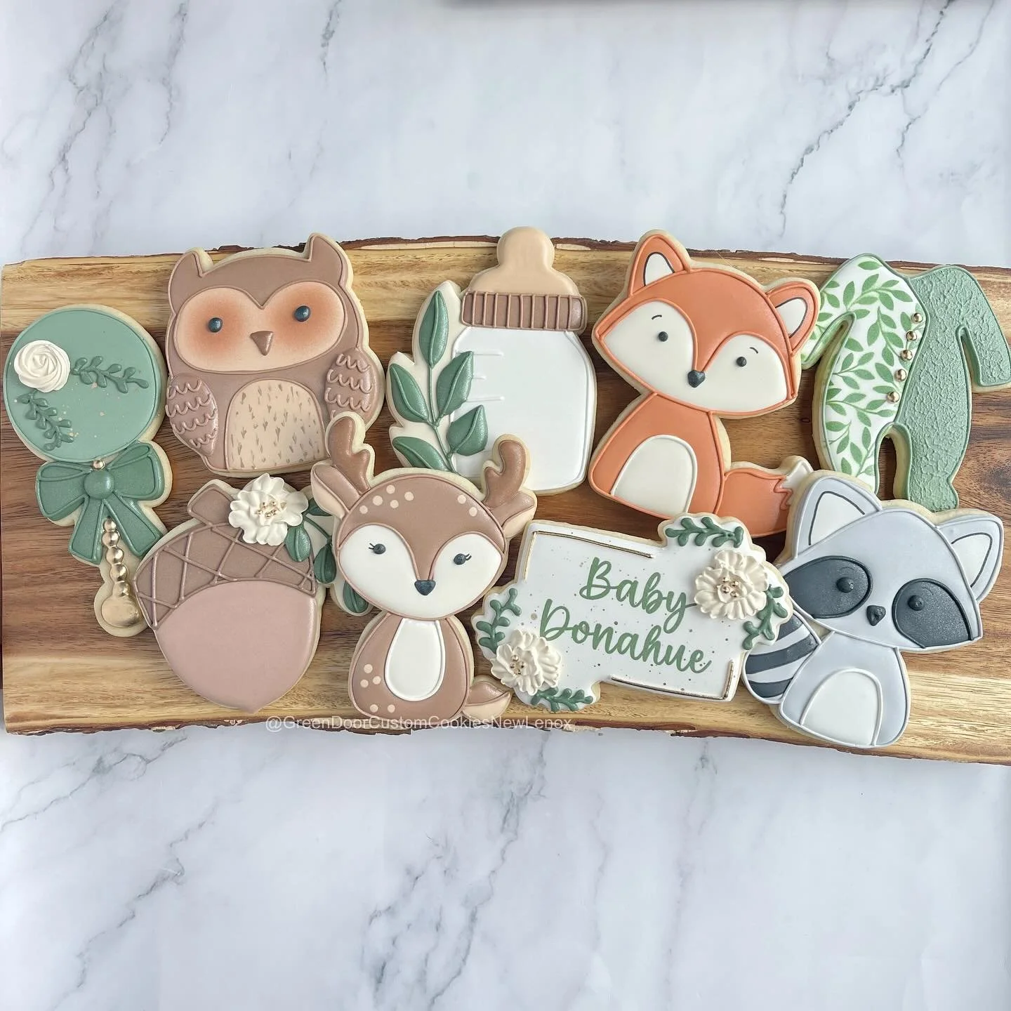 Congratulations! 🎉 🦊 🦝 🦉 🦌 

I had so much fun making these, I love baby animals so much.

#Greendoorbakerynewlenox #newlenox #newlenoxil #newlenoxillinois #illinois #instacookies #customcookies #sugarcookies #homebaker #cookies #yum #edibleart 