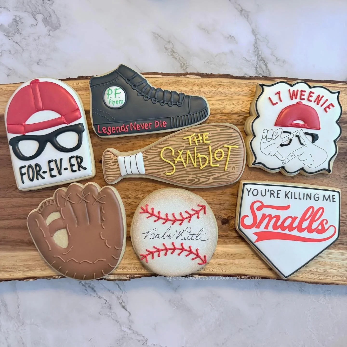 Happy Birthday!! ⚾️ 🎉 

This was one of my favorite movies as a kid, I am so happy it&rsquo;s still a hit with the next generation. 😍 

#greendoorcustomcookiesnewlenox #sandlotcookies #birthdaycookıes #sandlotquotes #legendsneverdie