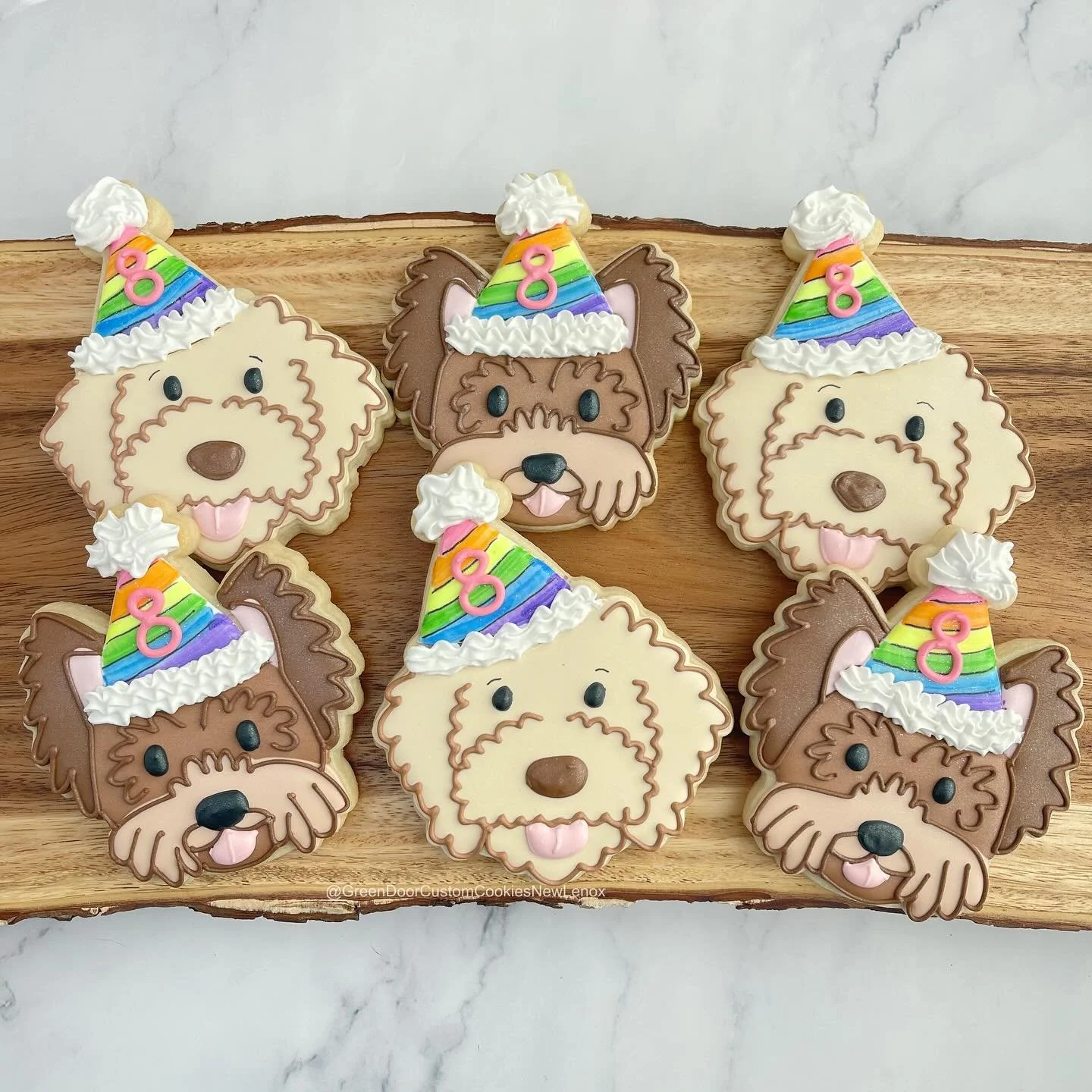 Happy 8th birthday!! 🐶 🎉 

What a great party theme. As a dog lover myself, I really enjoyed making these 😍 

#Greendoorbakerynewlenox #newlenox #newlenoxil #newlenoxillinois #illinois #instacookies #customcookies #sugarcookies #homebaker #cookies