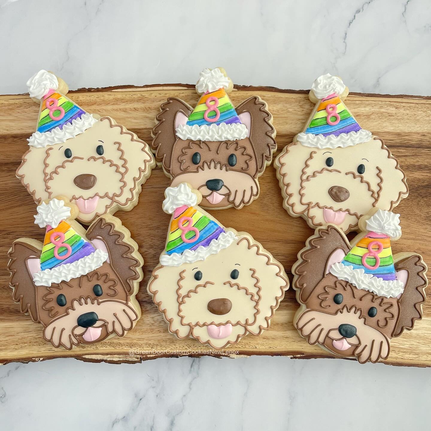 Happy 8th birthday!! 🐶 🎉 

What a great party theme. As a dog lover myself, I really enjoyed making these 😍 

#Greendoorbakerynewlenox #newlenox #newlenoxil #newlenoxillinois #illinois #instacookies #customcookies #sugarcookies #homebaker #cookies