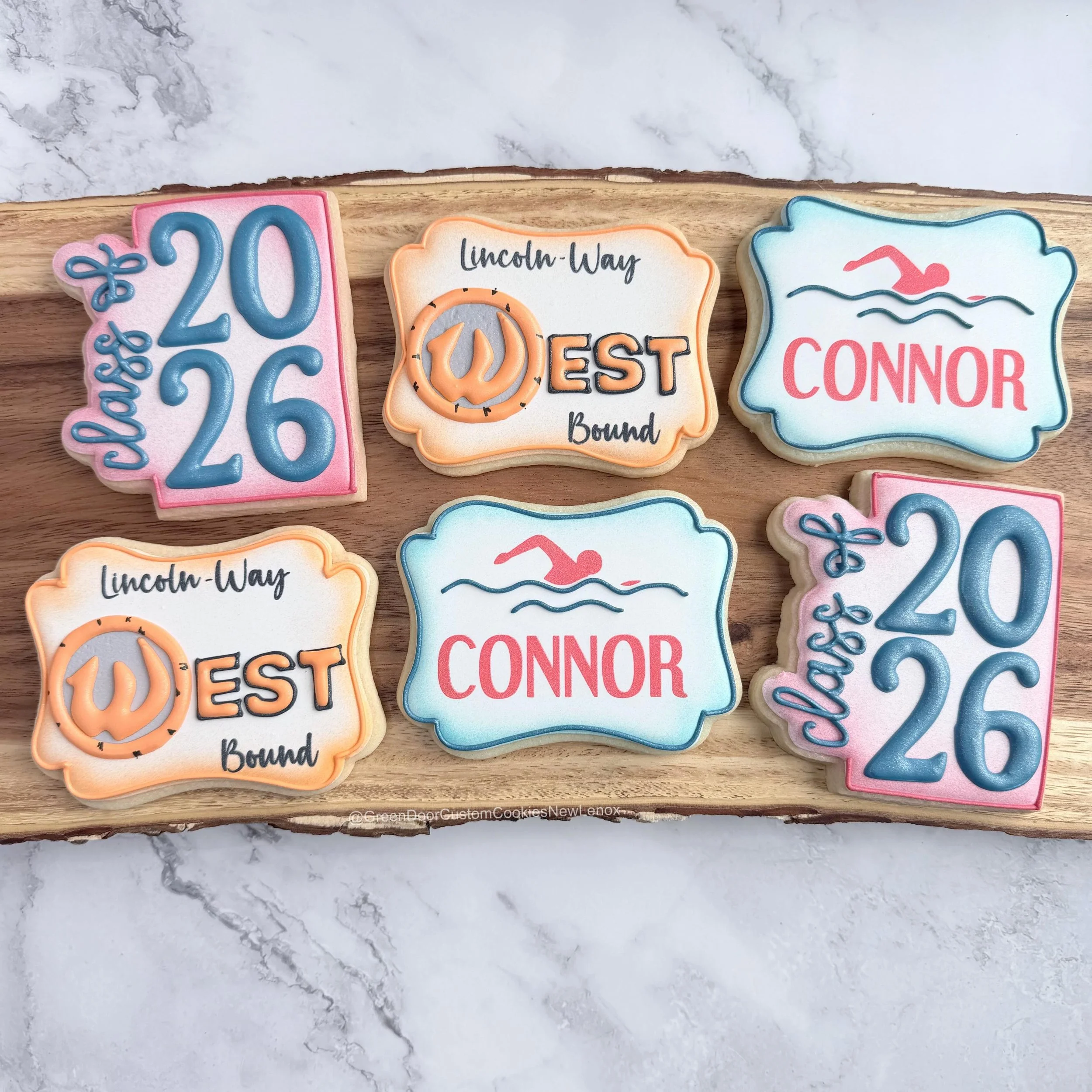 Congratulations!! 🏊 🎉 

#Newlenoxil #newlenoxillinois #graduationcookies #lincolnwaywest #classof2026cookies