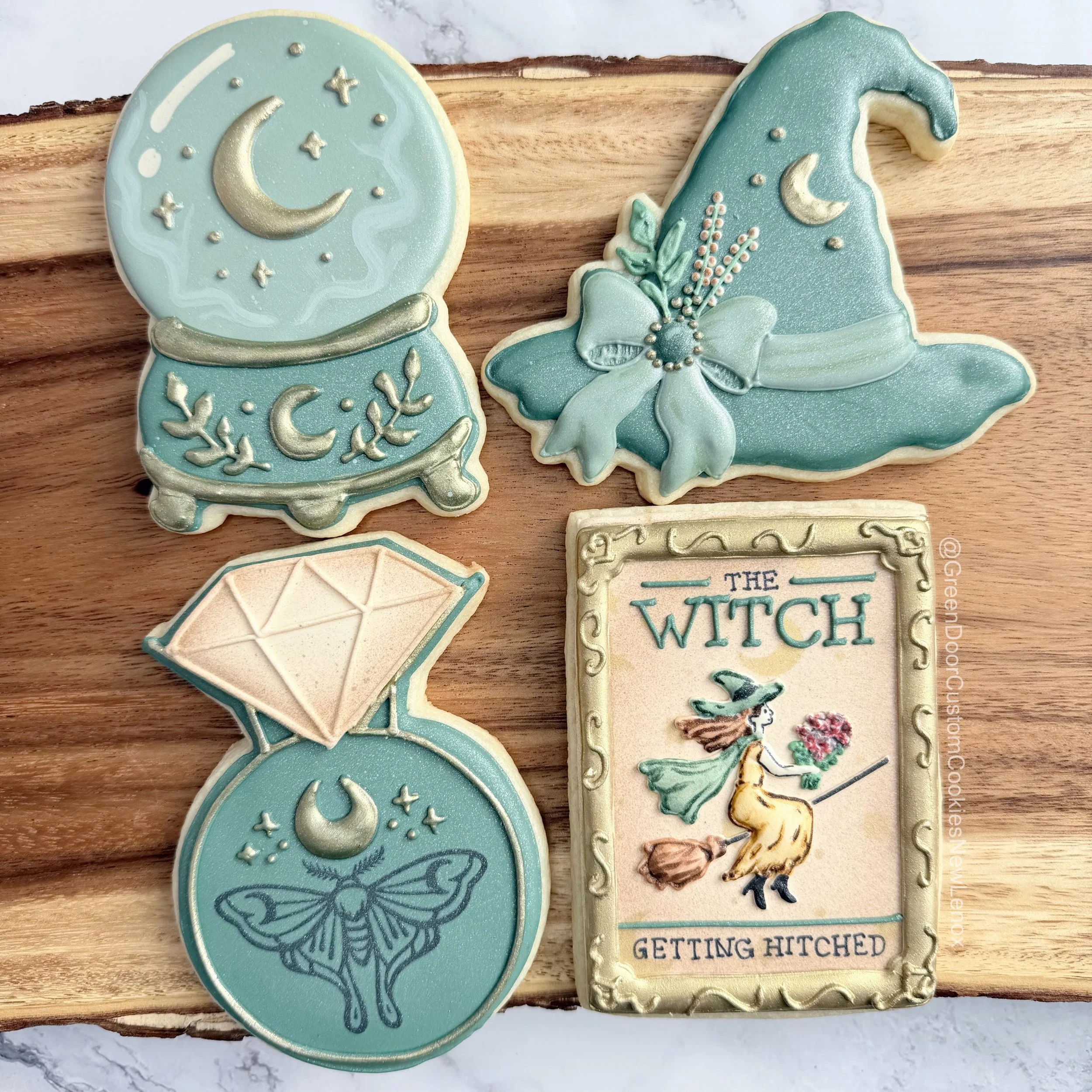 Congratulations! 🎉 

I love this theme for a bachelorette party. I had such a good time making these.

#Newlenoxil #newlenoxillinois #thiswitchisgettinghitchedcookies #thiswitchisgettinghitched #witchcorevibes