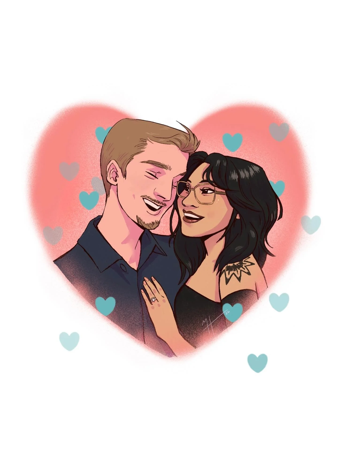 There&rsquo;s something really special about illustrating people who clearly adore each other 🫶🏼 This one was such a joy to illustrate. Playful, romantic, and full of personality. Thank you to my client @corineolarte for trusting me with this piece