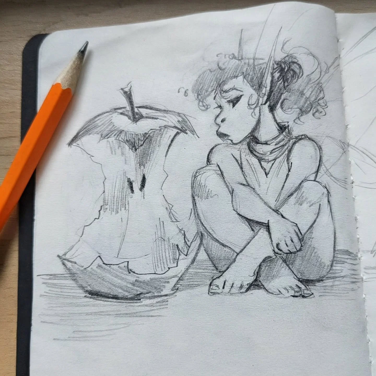 Abandoned this faerie for a good month or two didn't I? Here's more from the "Make Me Good" sketches. Eager to take one to completion after a commission sprint in the next few days 🍎