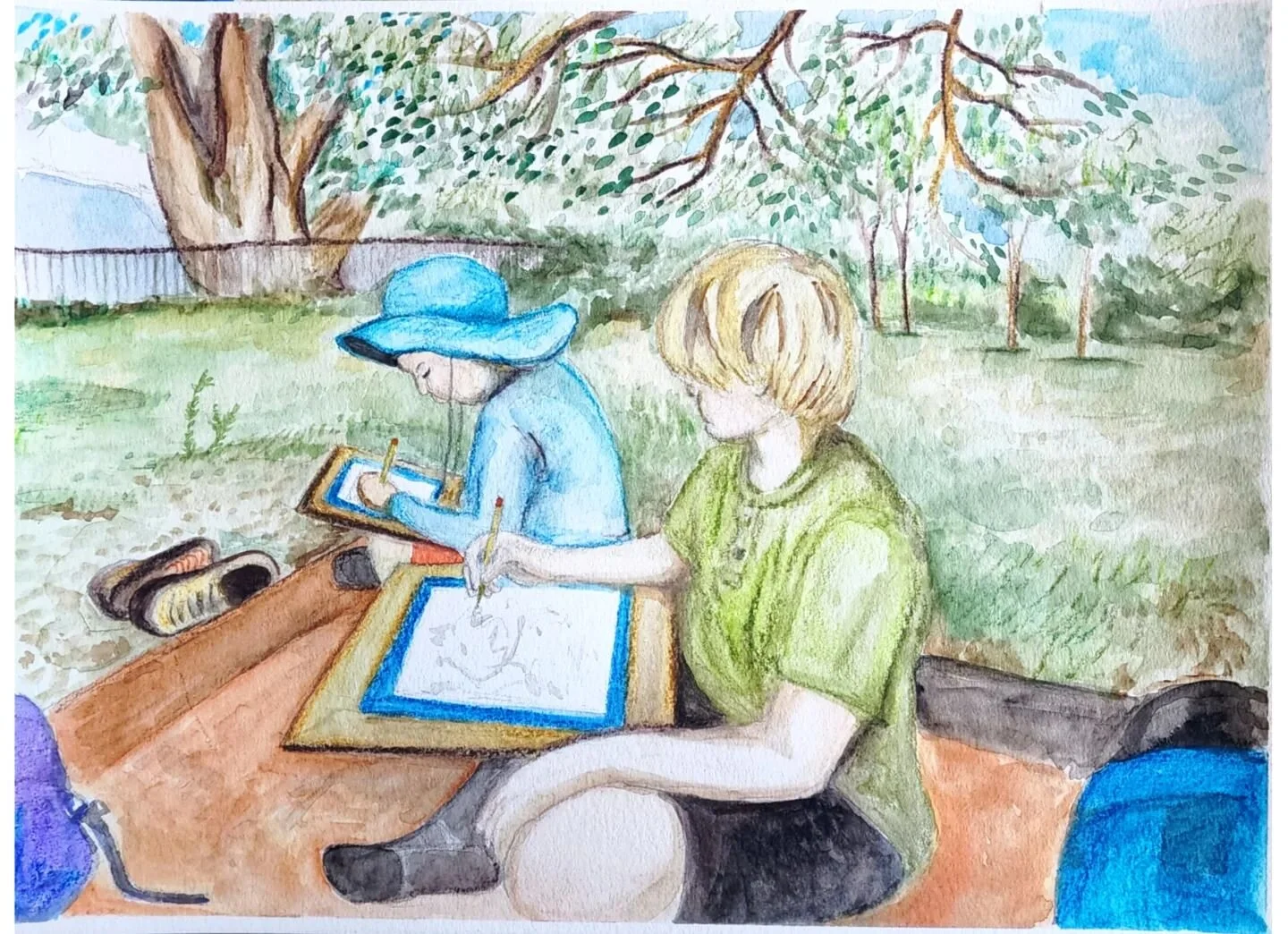 I prefer to work abstractly most of the time... but sometimes it's nice to mix it up with more traditional reality-based painting.  #watercolorpainting #painting #outdoorpainting #fortheloveofalia  #artwork #watercolor