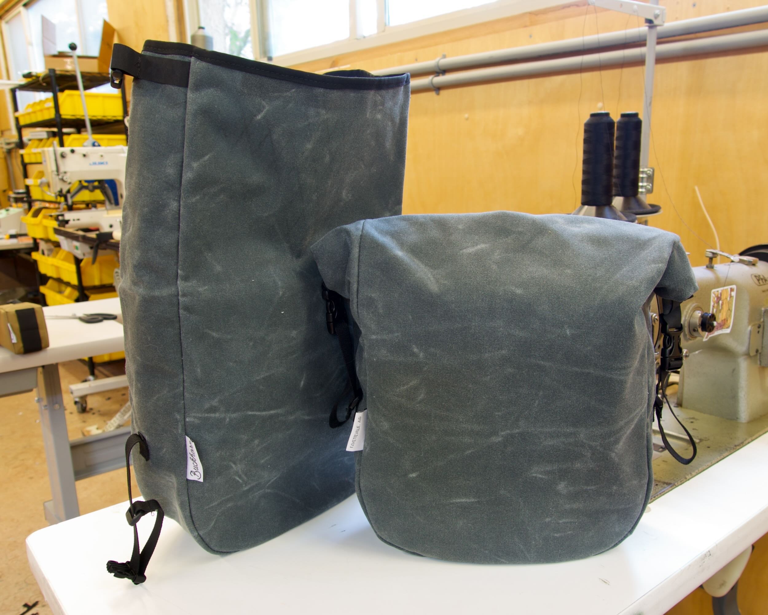 Olive Drab Waxed Canvas Panniers