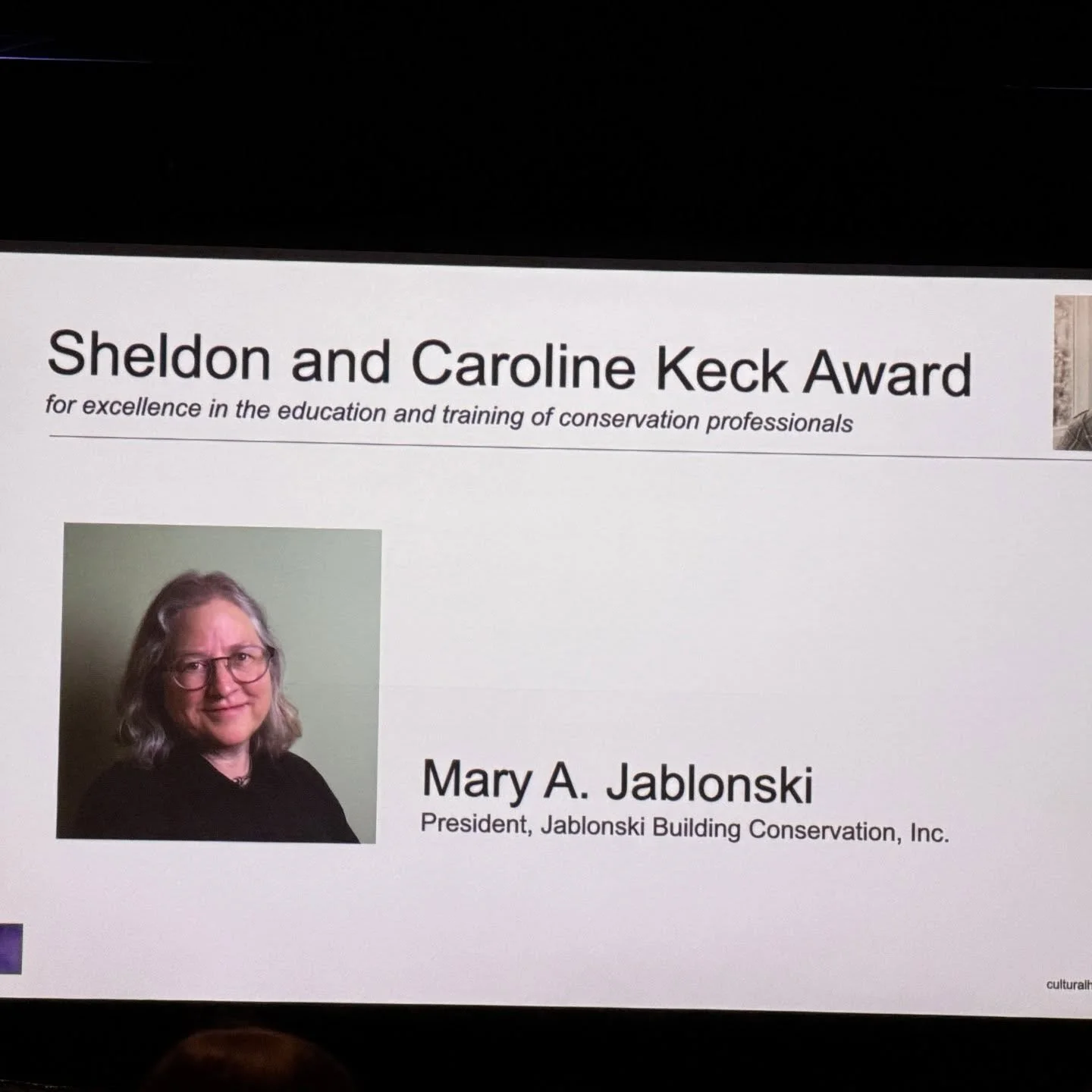 Mary Jablonski is pleased to receive the prestigious 2026  Sheldon and Caroline Keck Award that recognizes excellence in the education and training of conservation professionals at all levels. Mary received this award at the 54th Annual Meeting, join