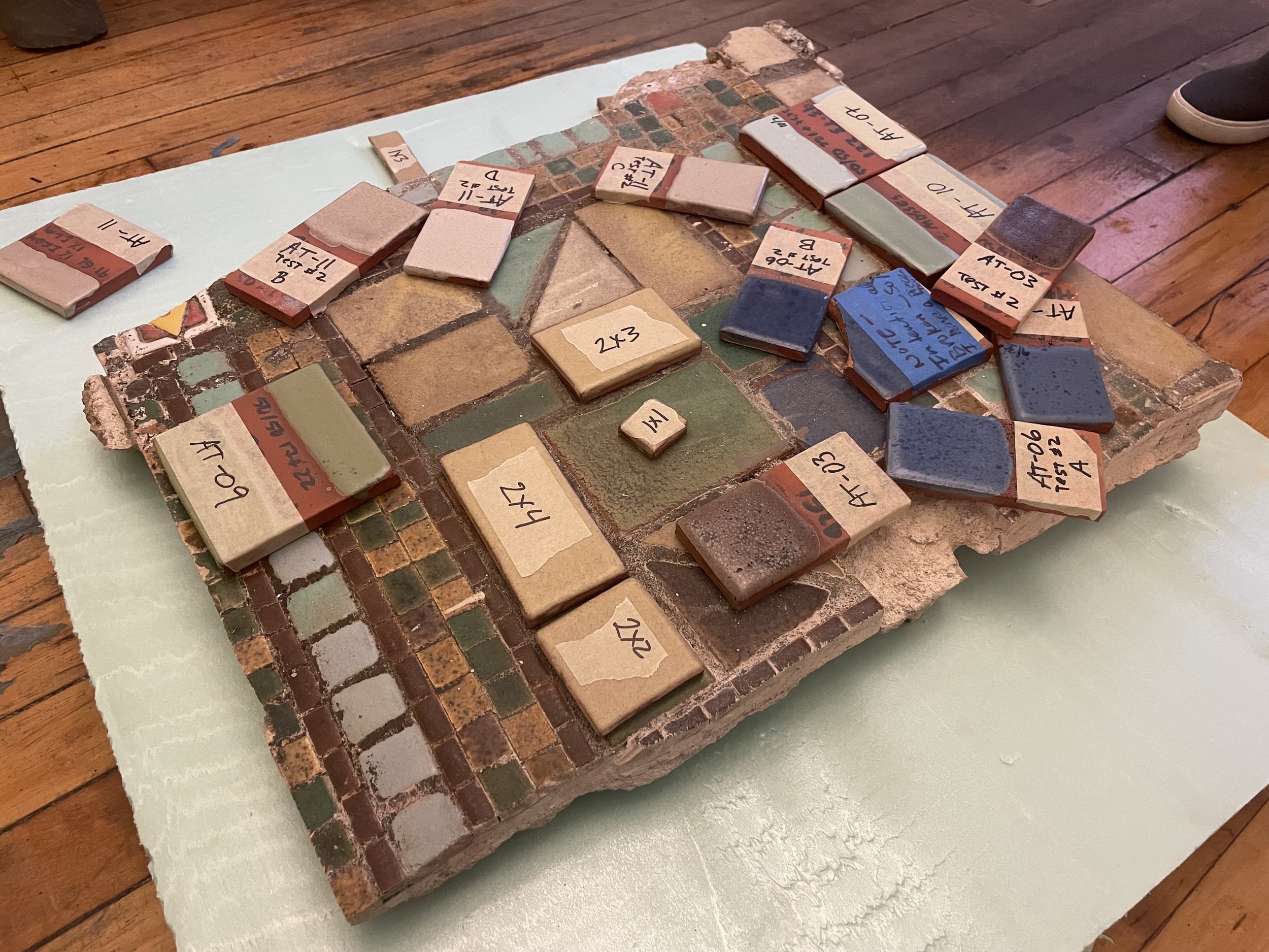 Matching Arts & Crafts style mosaic glazes.