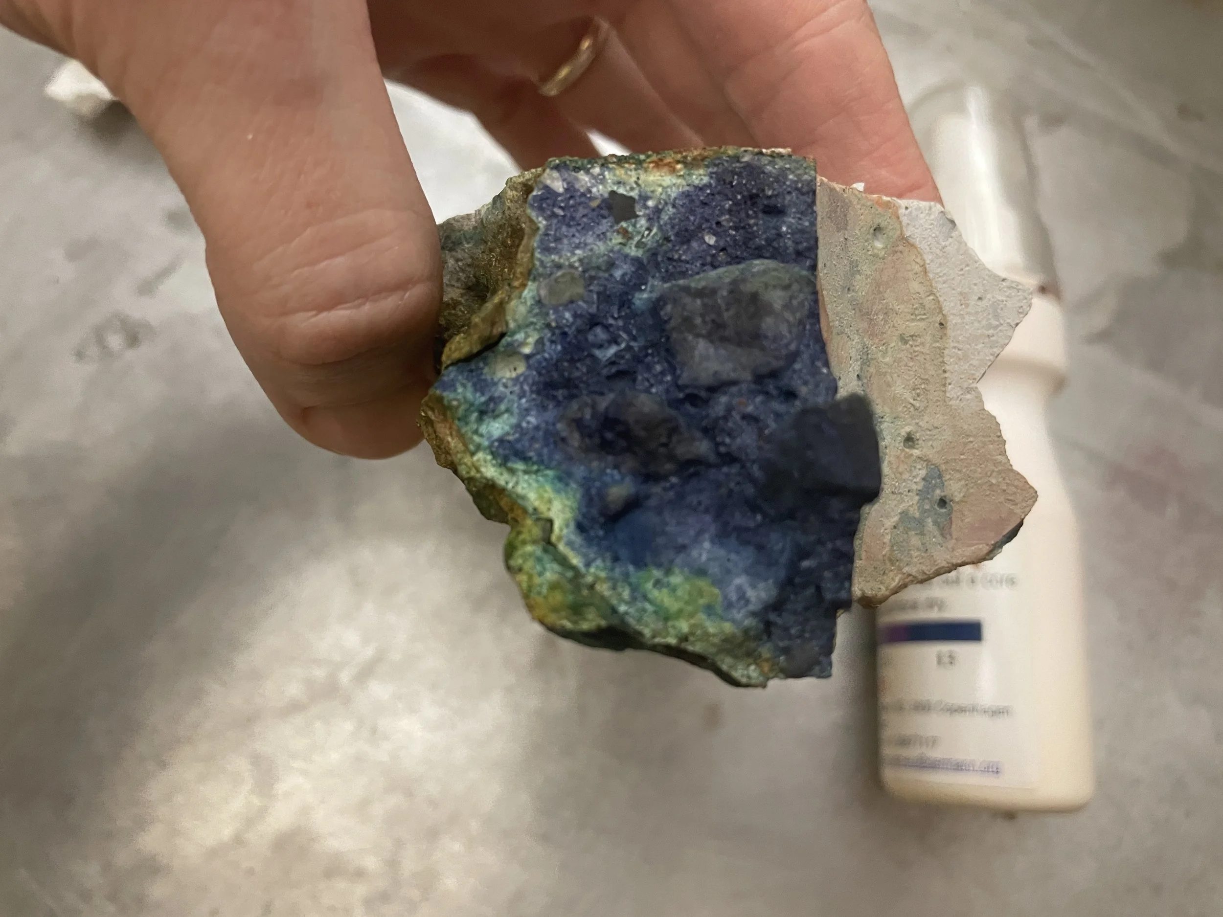 Using rainbow pH indicator to check the depth of carbonation in concrete.