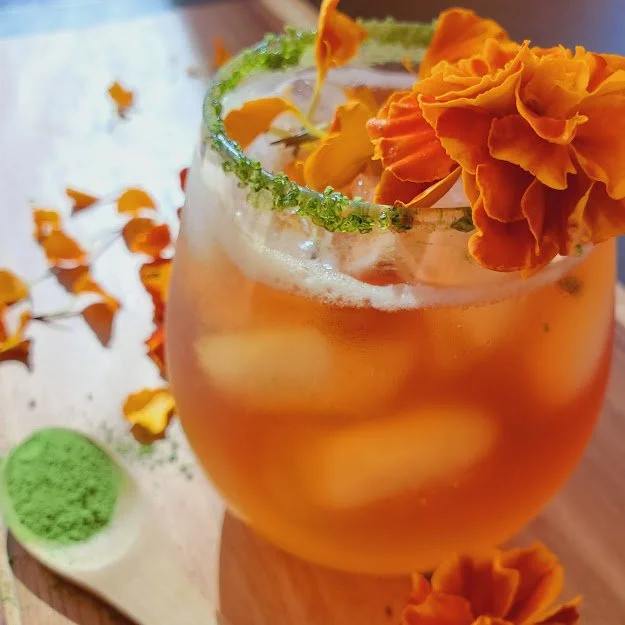 Marigold tea with matcha