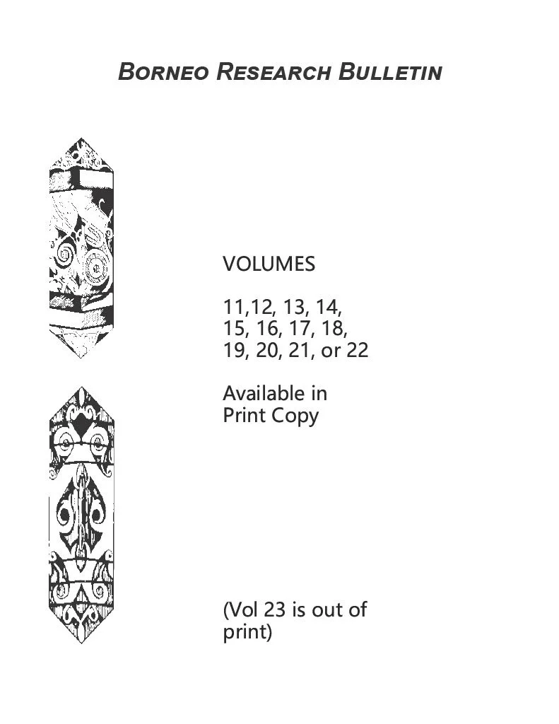 Borneo Research Bulletin - Vol. 11, 12, 13, 14, 15, 16, 17, 18, 19, 20, 21, or 22 (Print Copy)