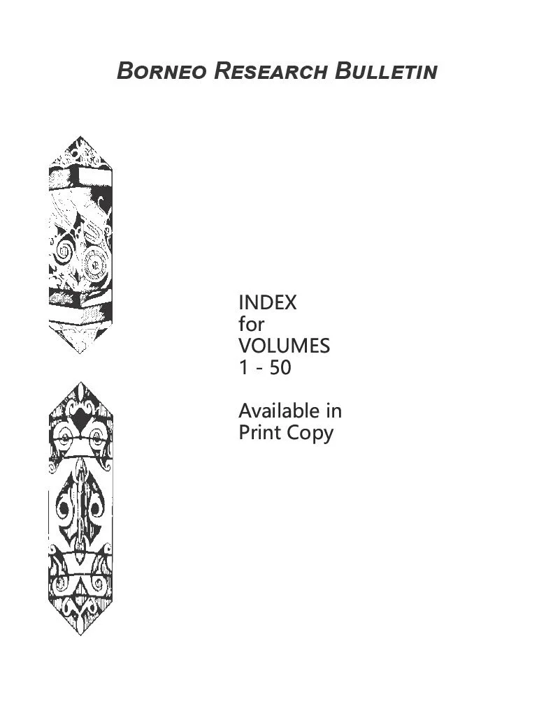 Borneo Research Bulletin - Index for Volumes 1 - 50 (Print Copy)