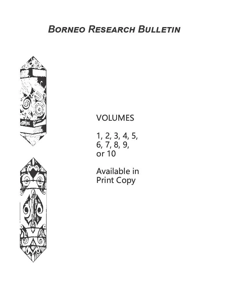 Borneo Research Bulletin - Vol. 1, 2, 3, 4, 5, 6, 7, 8, 9, or 10 (Print Copy)