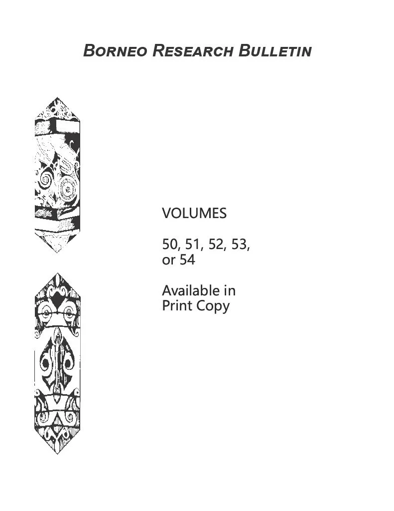 Borneo Research Bulletin - Vol. 50, 51, 52, 53, or 54 (Print Copy)