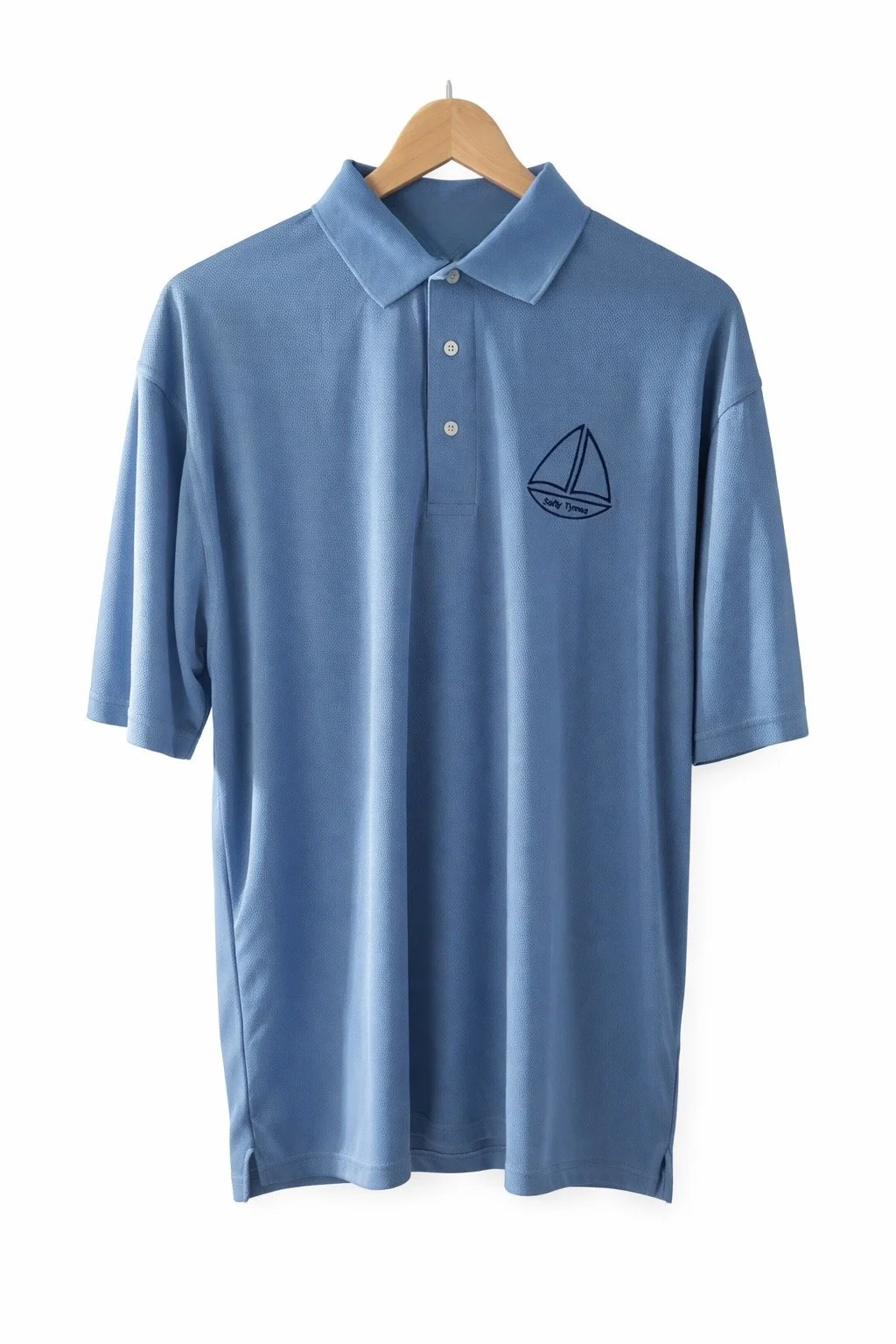 Coastal Blue Moisture Wick Polo with Navy Embroidery
