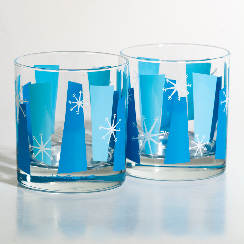 Let It Snow Ice Blue Retro Christmas Rocks Drinkware Drinking