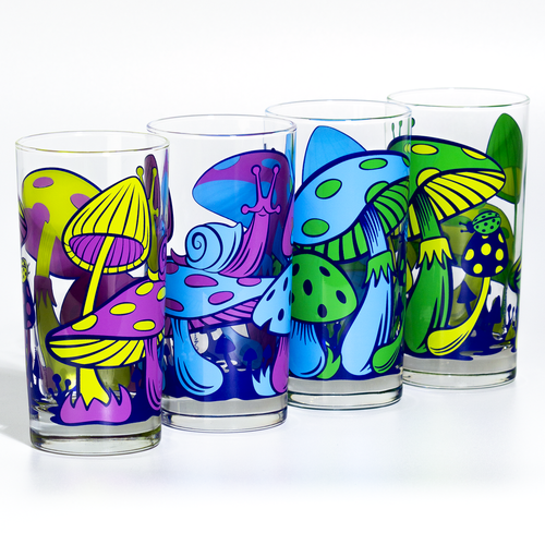 Magical Mushrooms Purple Haze Rocks Glasses — Atomic Drinkware