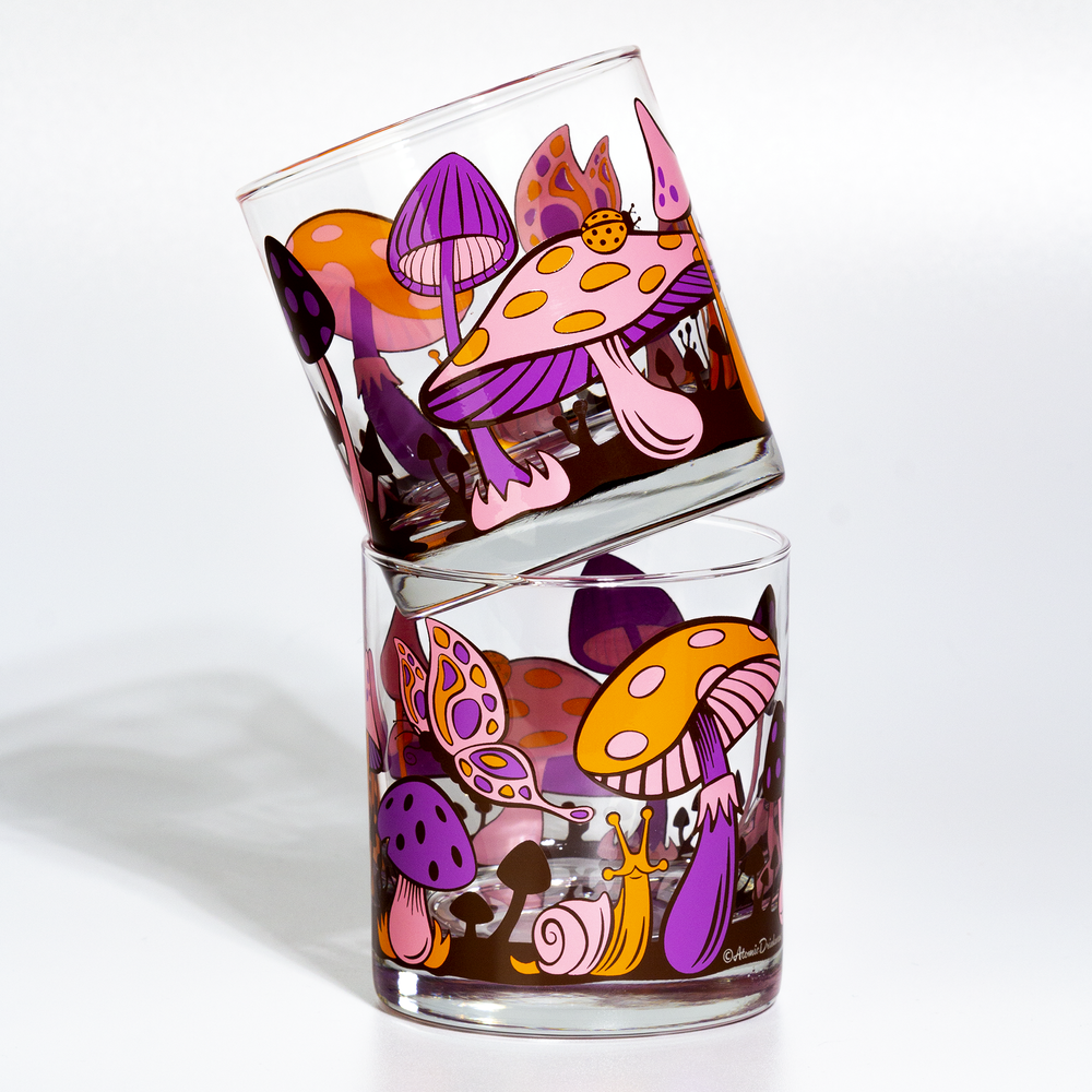 Magical Mushrooms Purple Haze Rocks Glasses — Atomic Drinkware