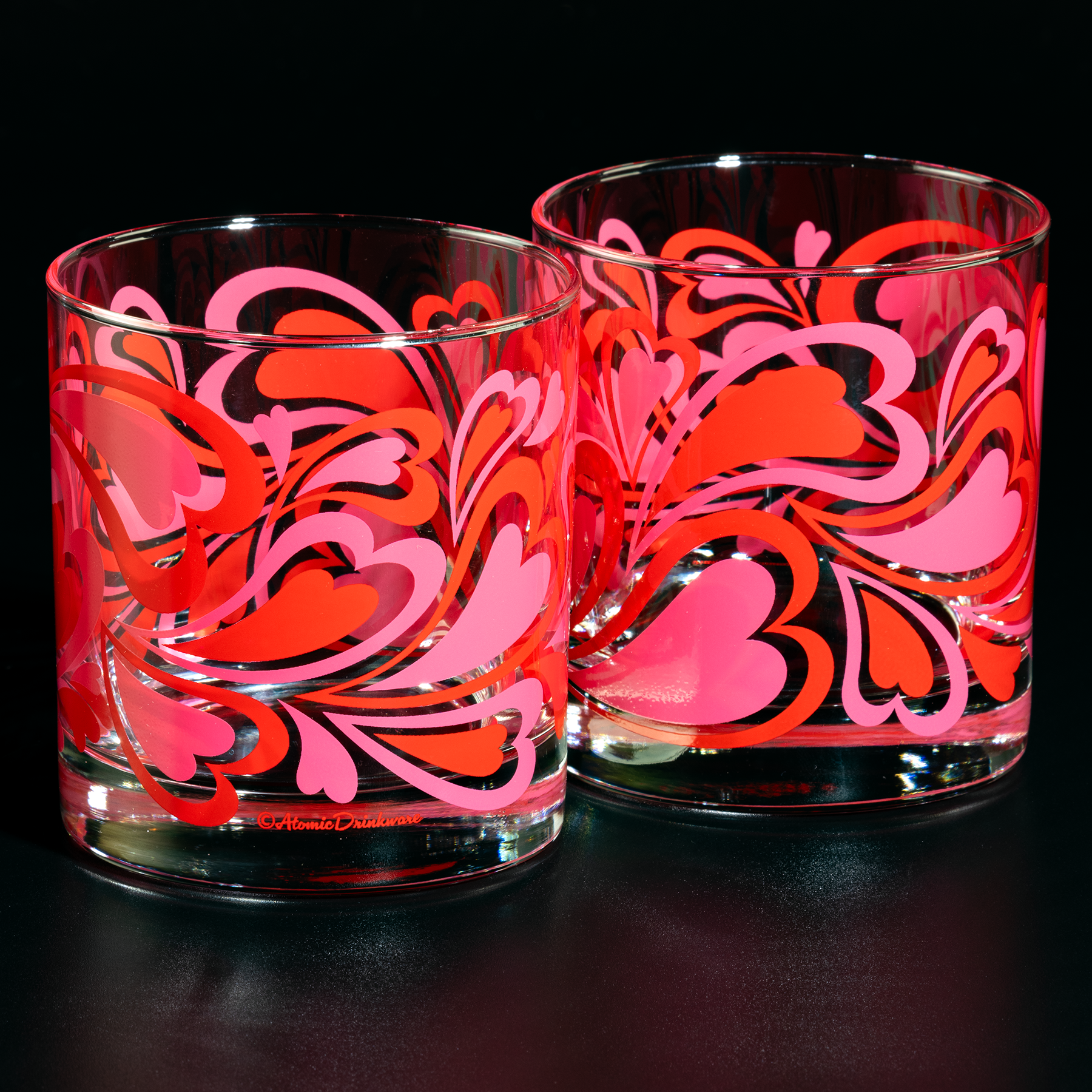 Groovy Hearts Rocks Glass